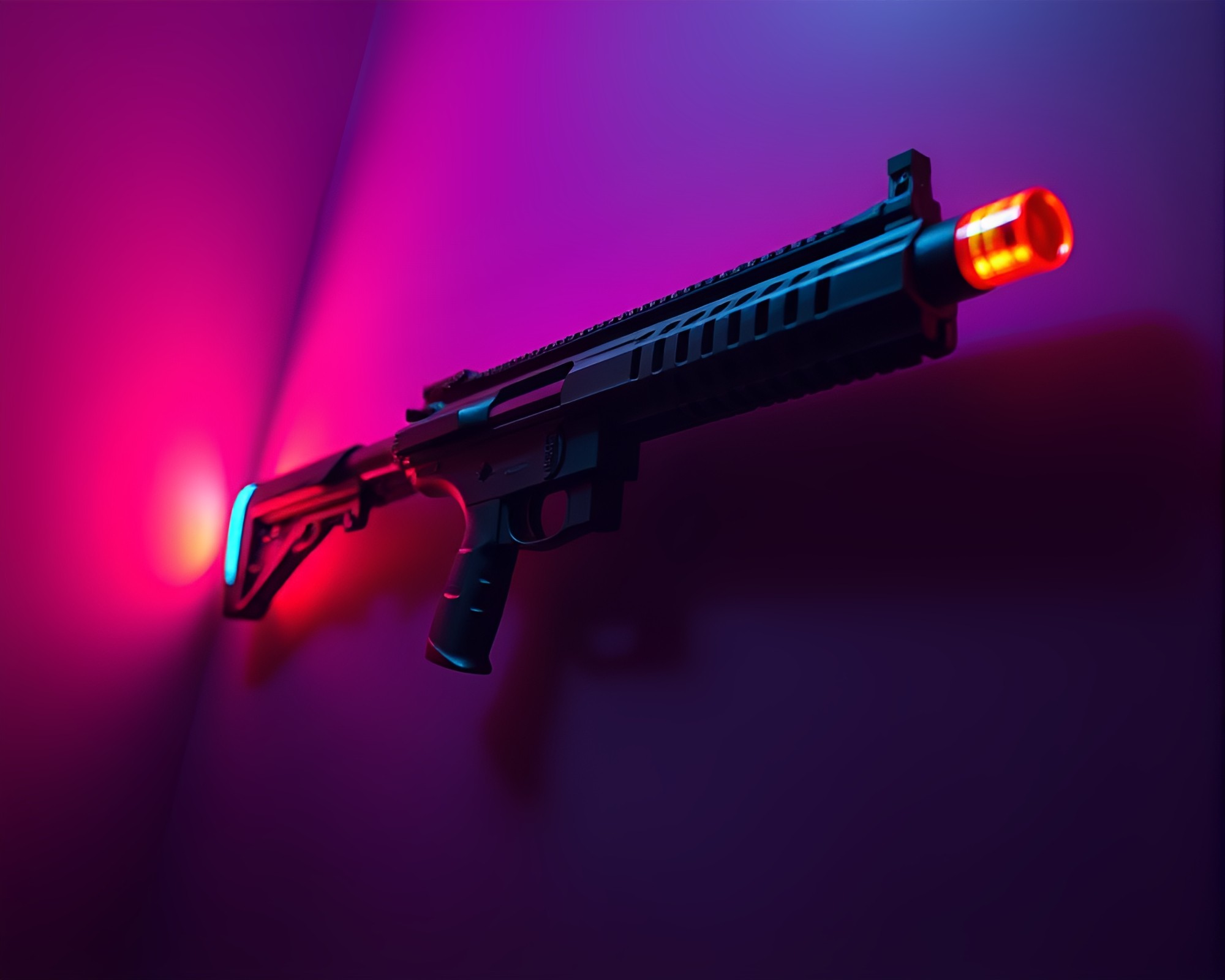Retro Plasma Rifle in Tilted Chiaroscuro Composition – free AI stock image