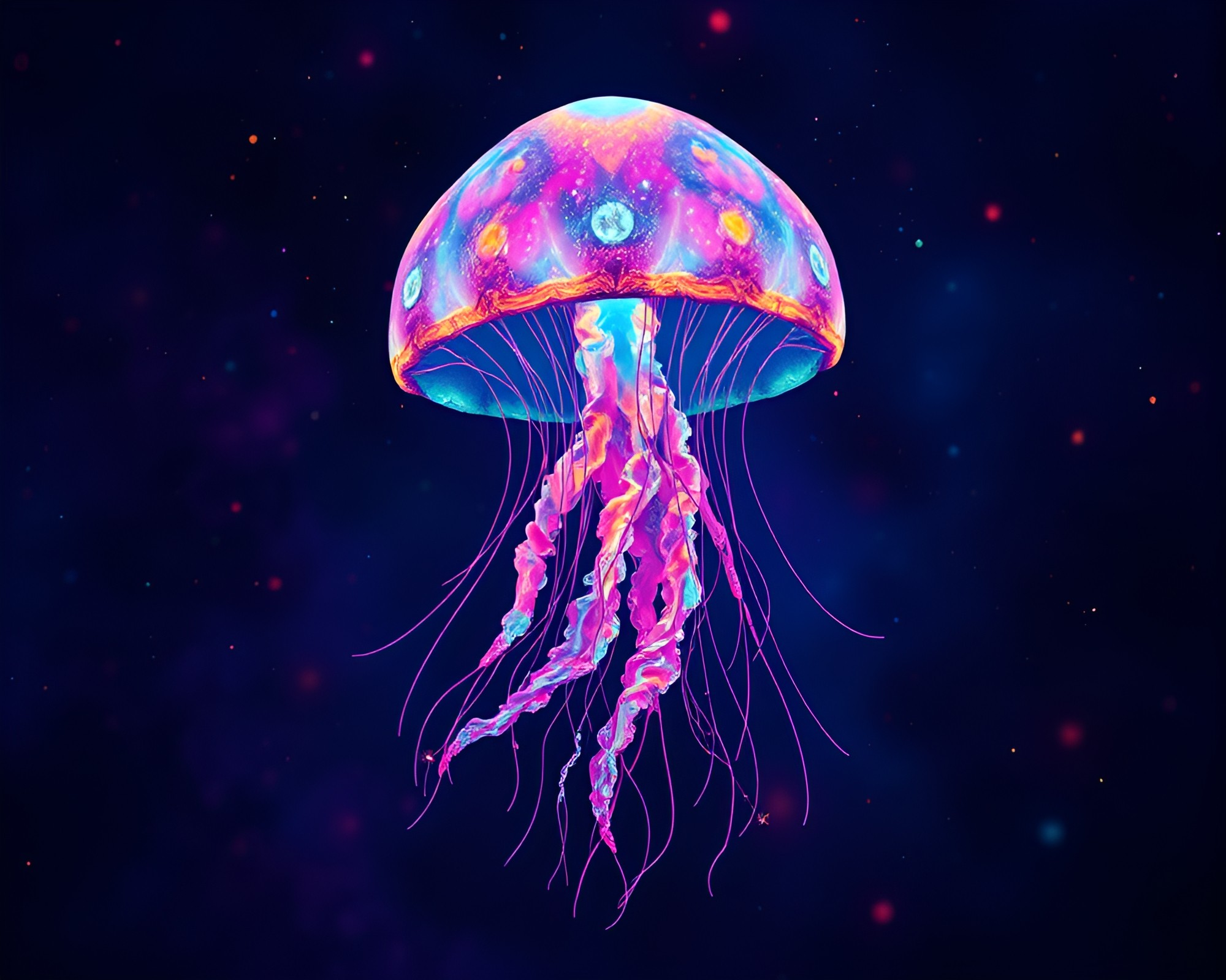 Neural Pastel Bioluminescent Jellyfish Graffiti Art – free AI stock image