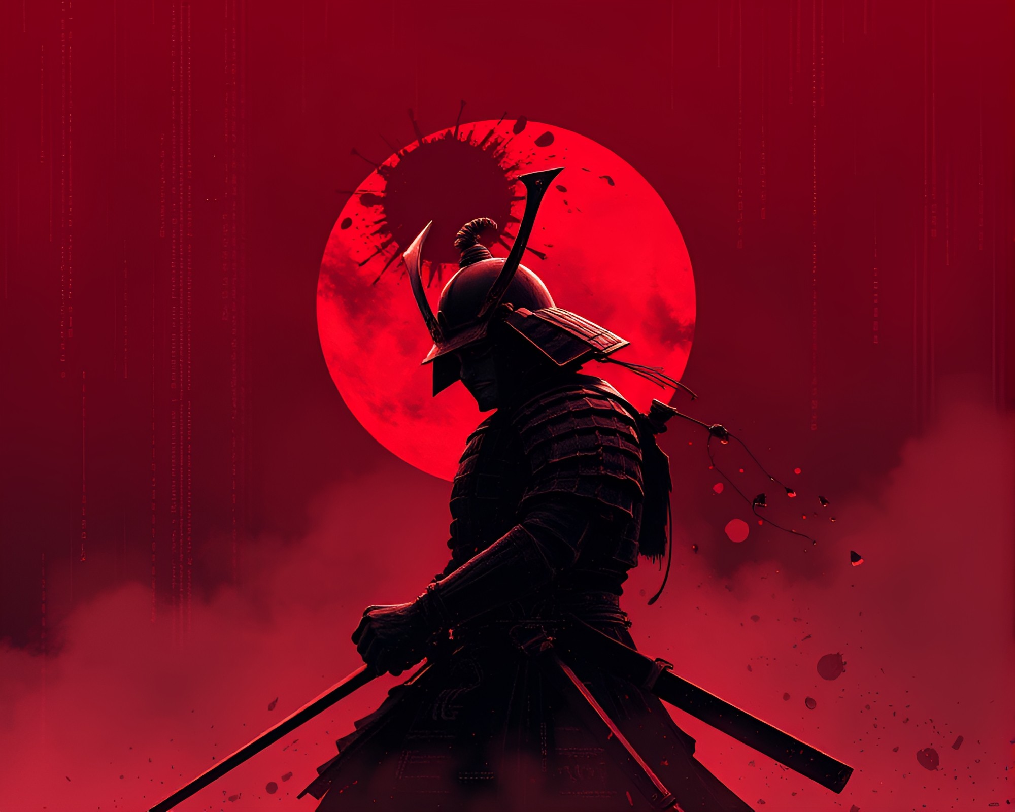 Samurai Warrior in Twilight ASCII Art – free AI stock image