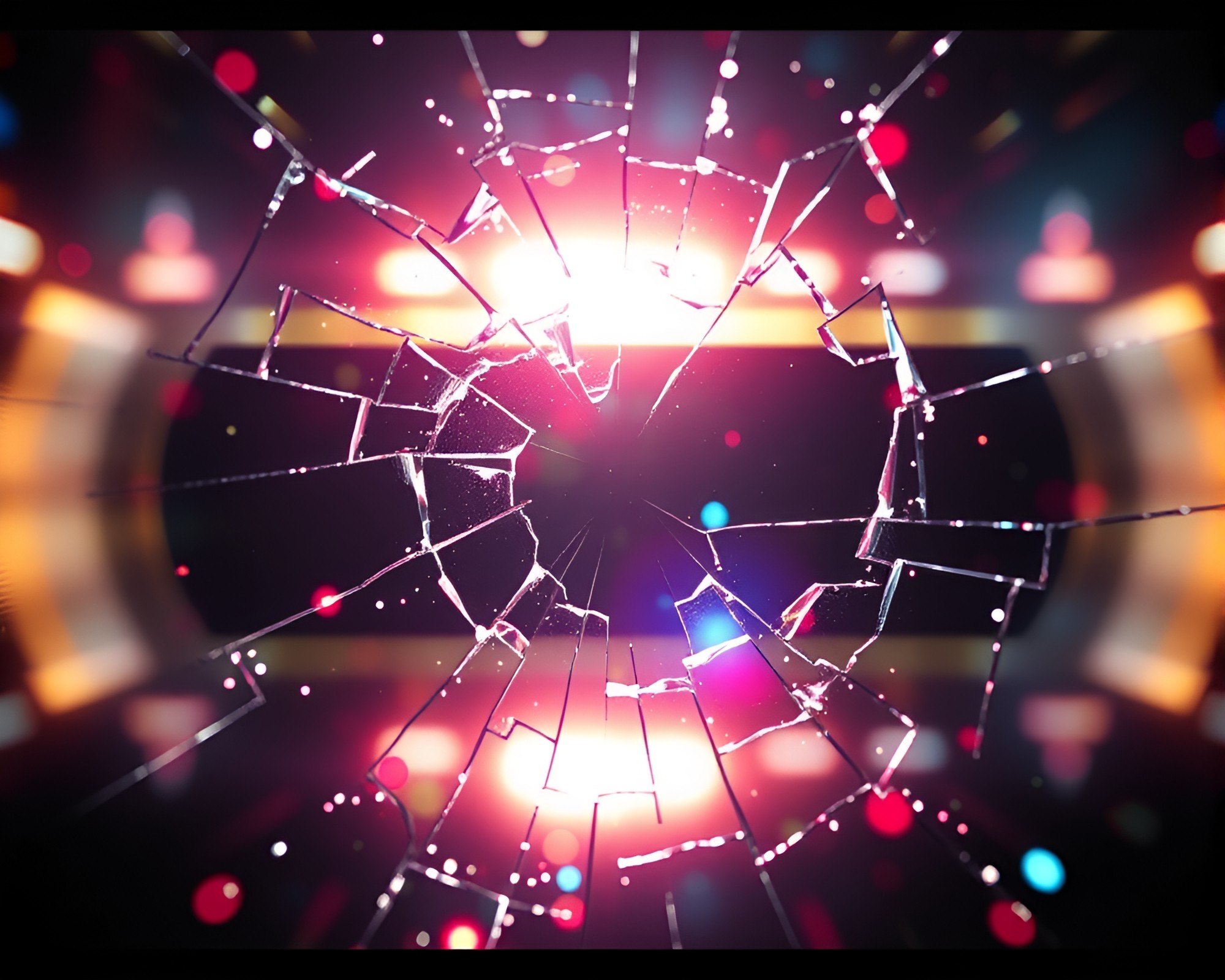 Wormhole Generator Reflected in Broken Glass 8-bit Style – free AI stock image