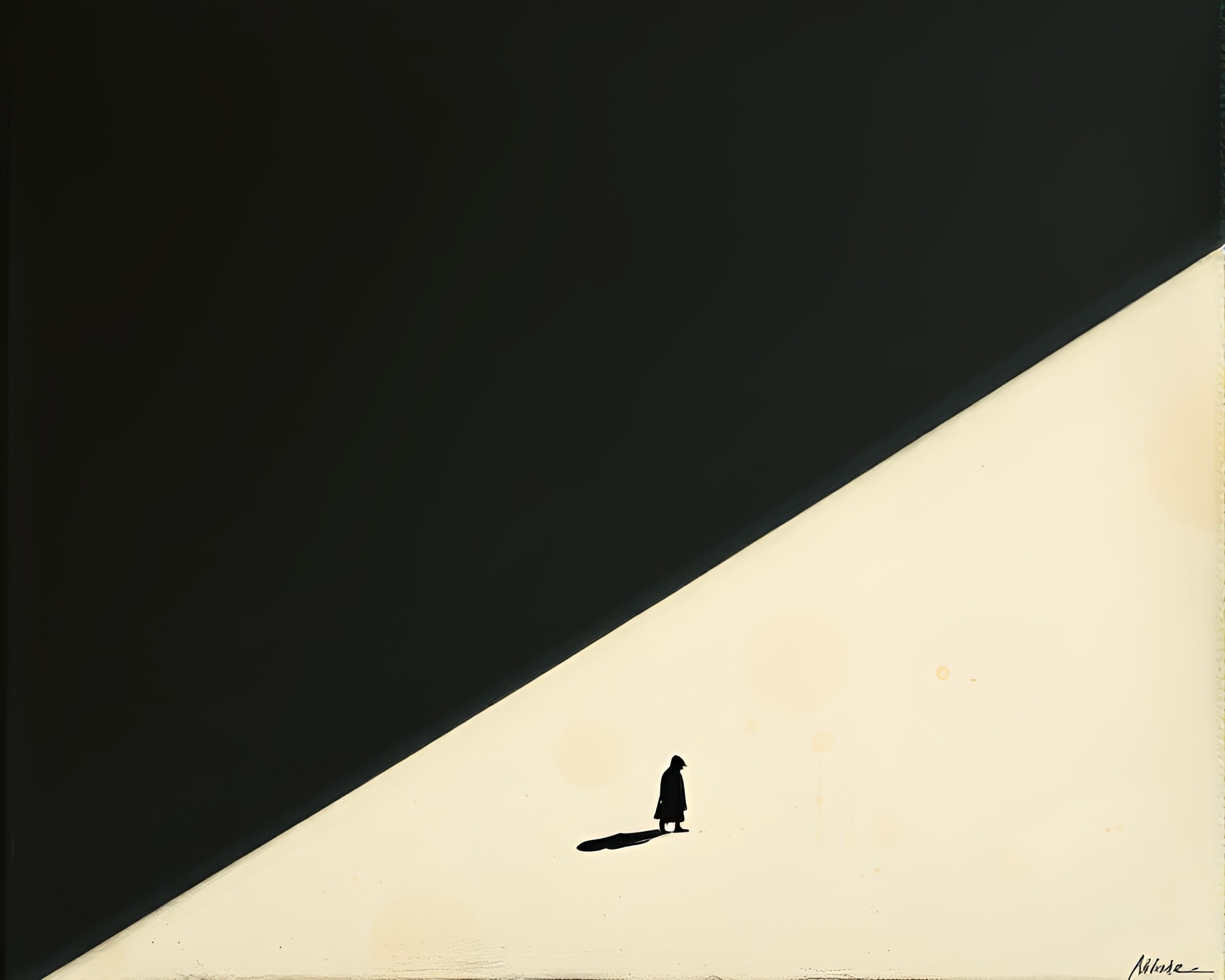 Minimalist Goblin Emerging in Film Grain Tempera Painting – free AI stock image