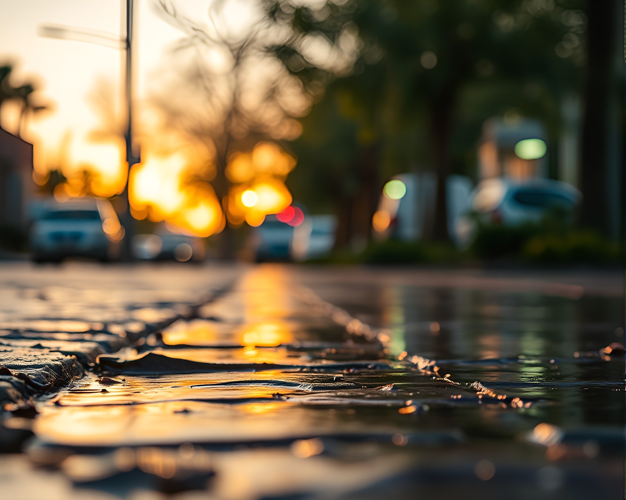 Phoenix Rising from Wet Pavement in Warm Afternoon Light – free AI stock image