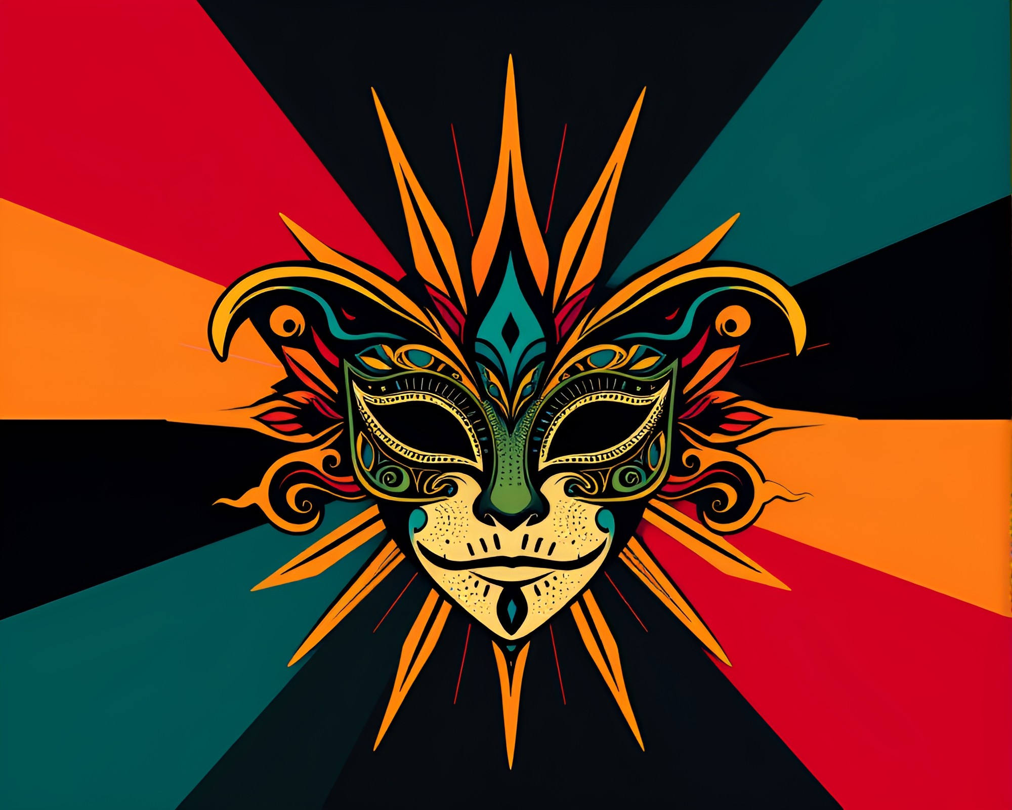 Stunning Geometric Venetian Mask Abstract Art – free AI stock image