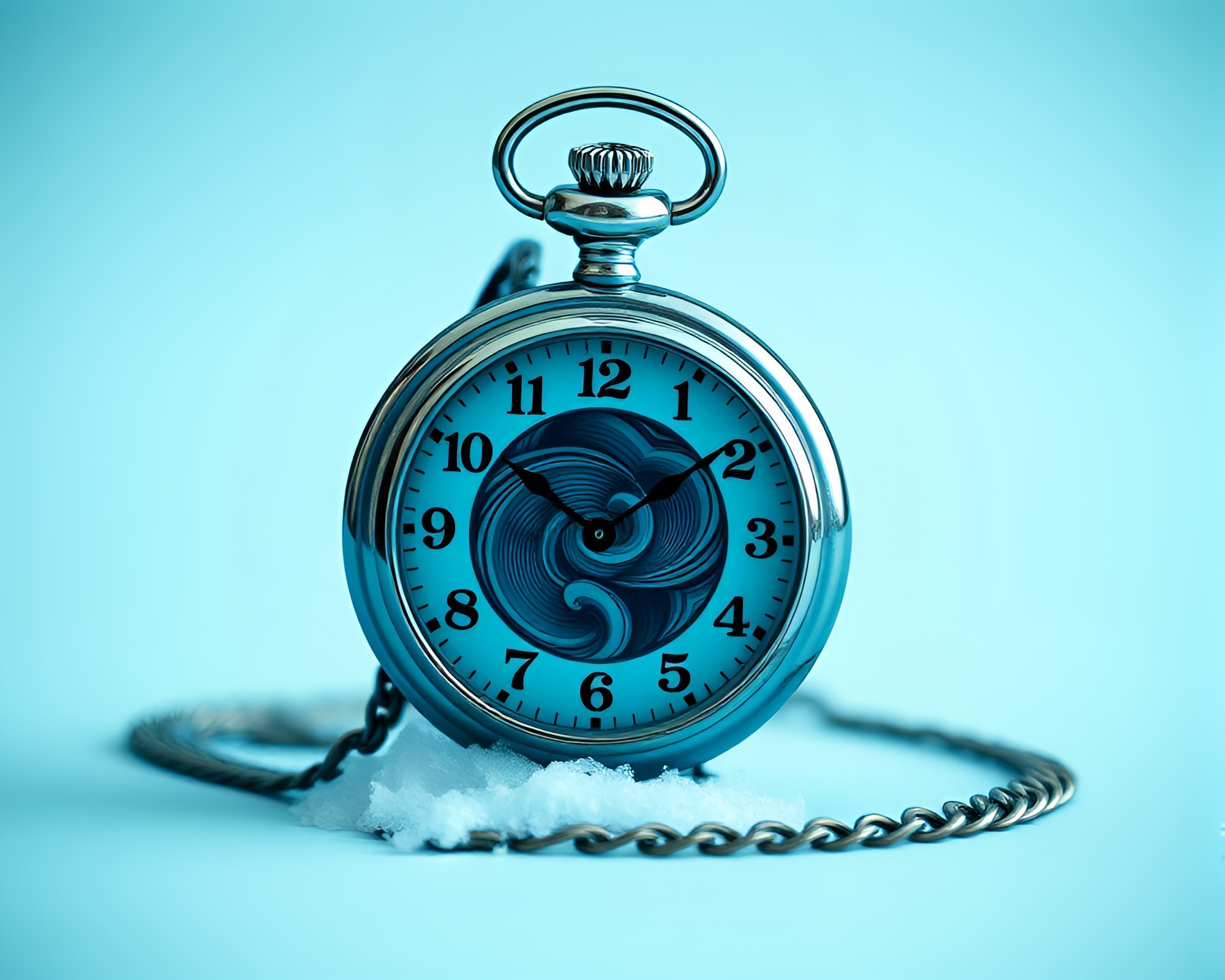Mesmerizing Vortex Twist with Arctic Blue Pocket Watch – free AI stock image