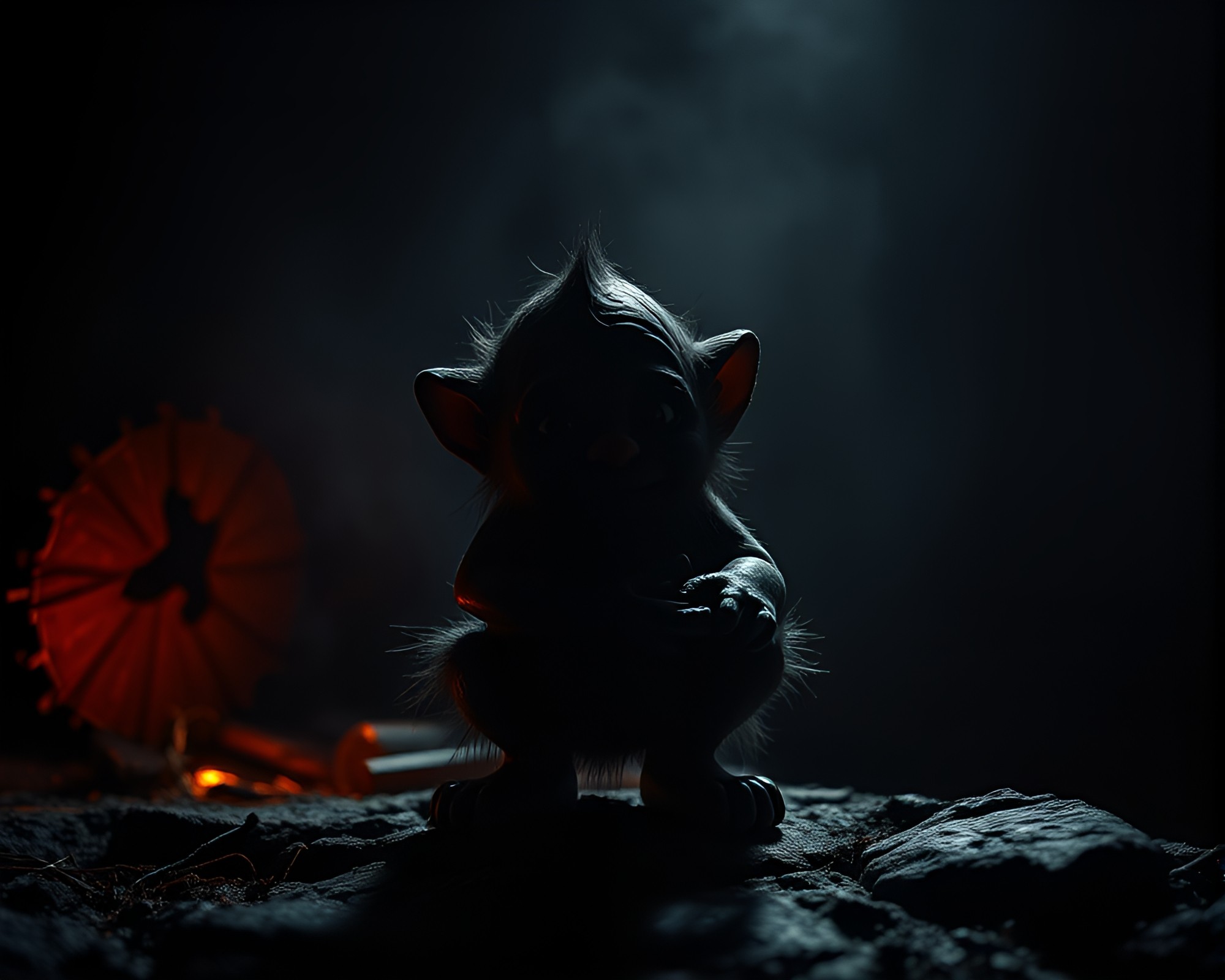 Dramatic Dwarf Portrait in Tight Chiaroscuro Composition – free AI stock image