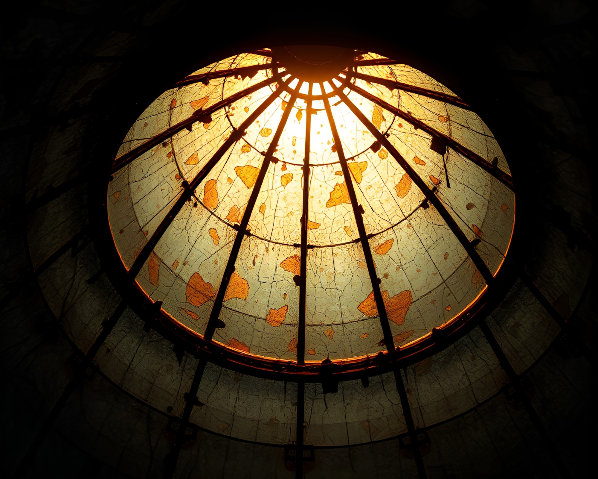 Futuristic Stained Glass Dome Pixelated Light – free AI stock image