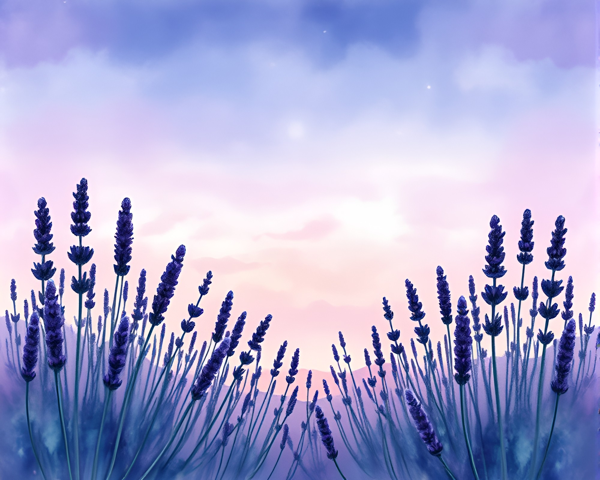 Twilight Wildlife Watercolor in Lavender Fractal Frame – free AI stock image