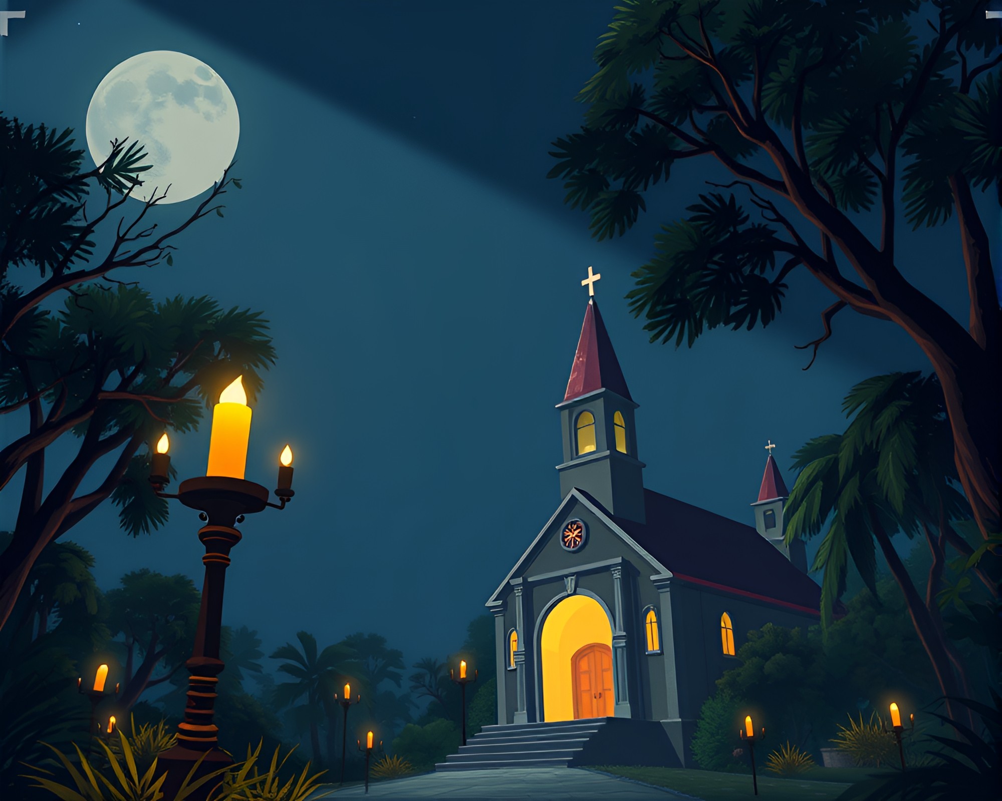 Lemur in Mystical Church Candlelight Setting – free AI stock image