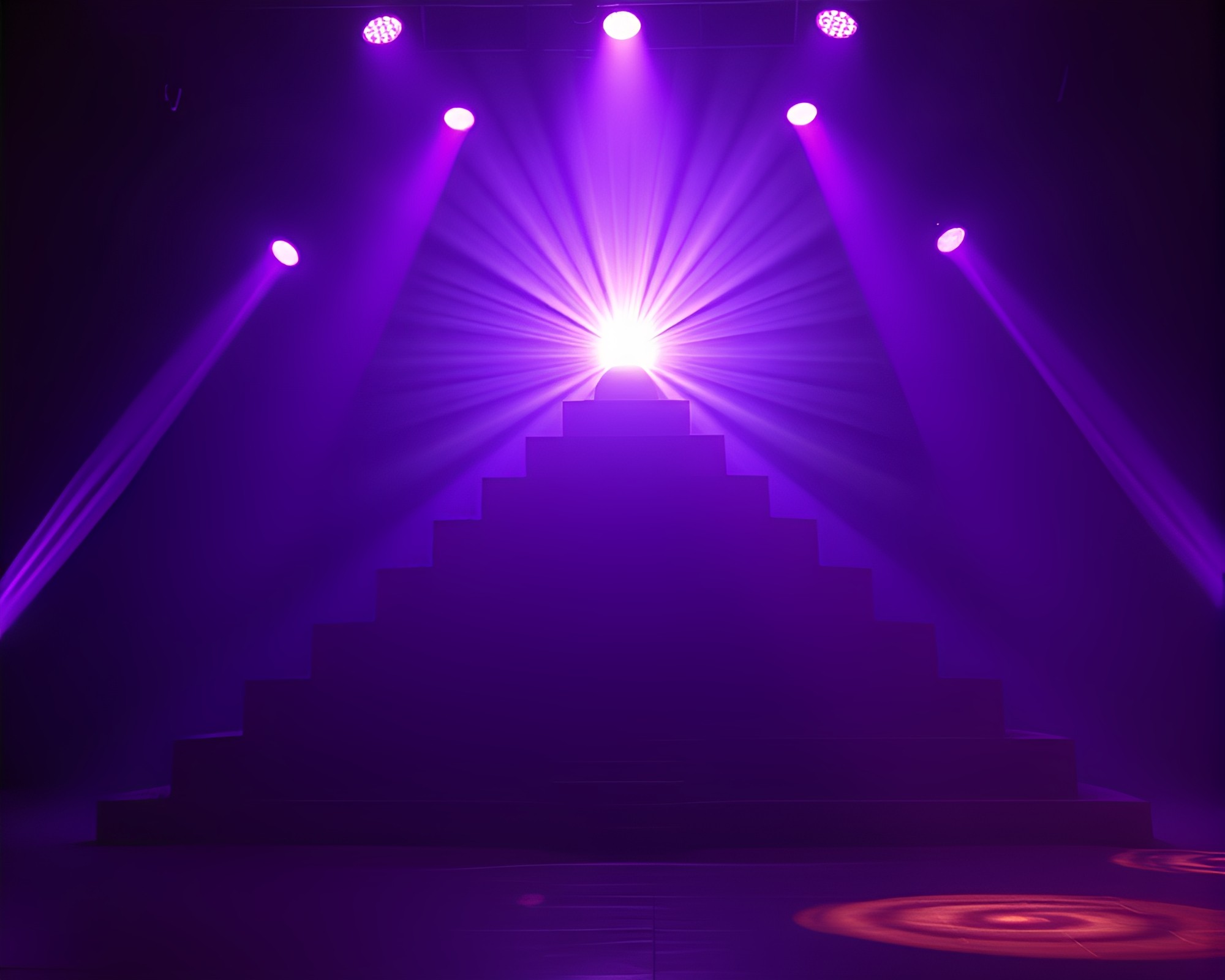 Neon Pyramid Illuminated in Ultraviolet Theatrical Lighting – free AI stock image