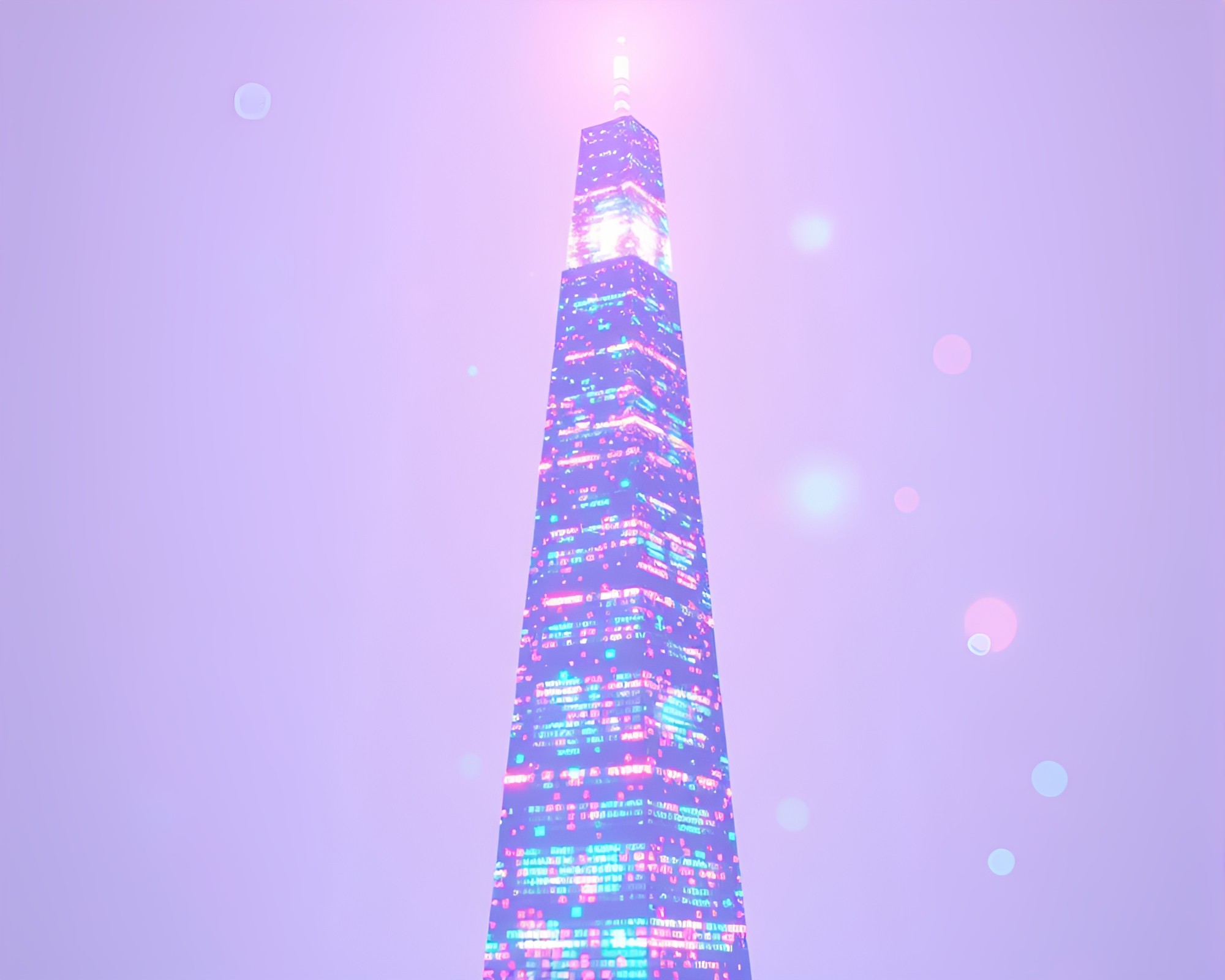 Holographic Tower with Cross-Processed Glow – free AI stock image