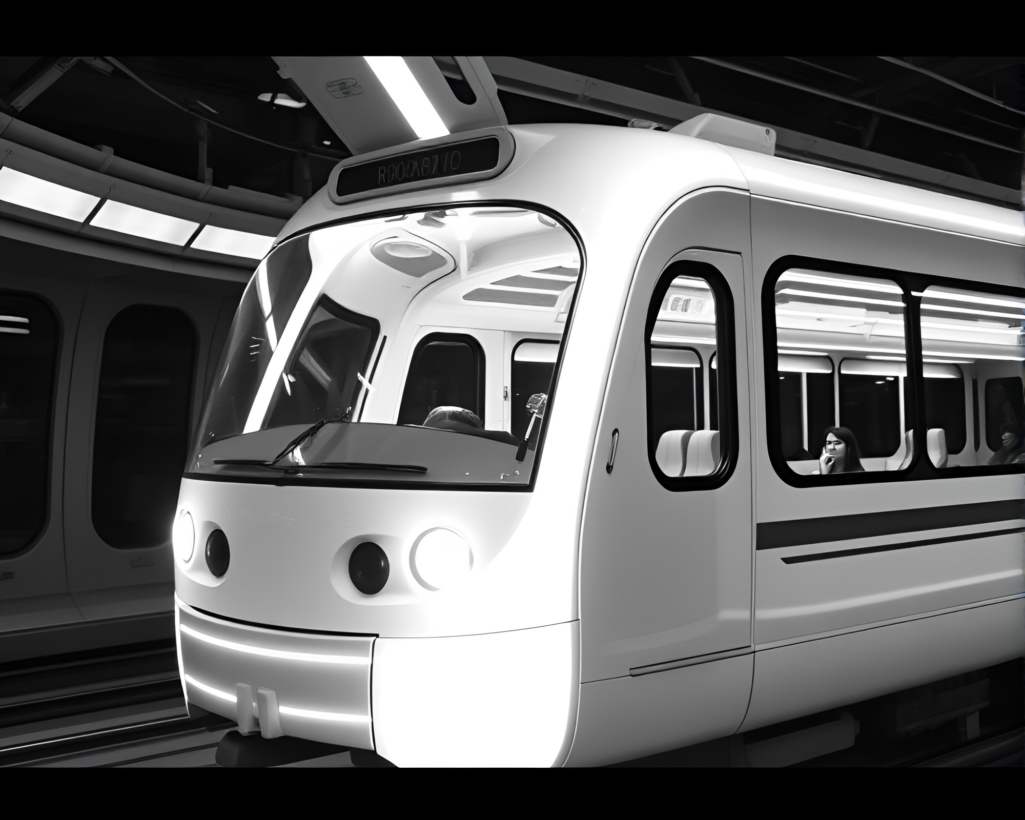 Ethereal Monorail in Ivory X-ray Light – free AI stock image