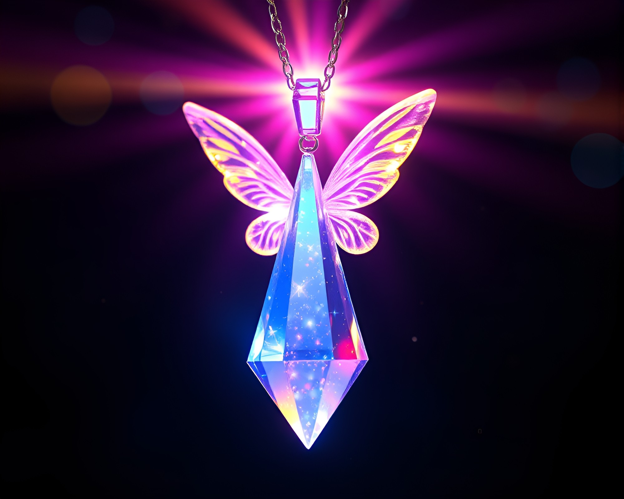 Prismatic Necklace Refraction in Voxel Art – free AI stock image