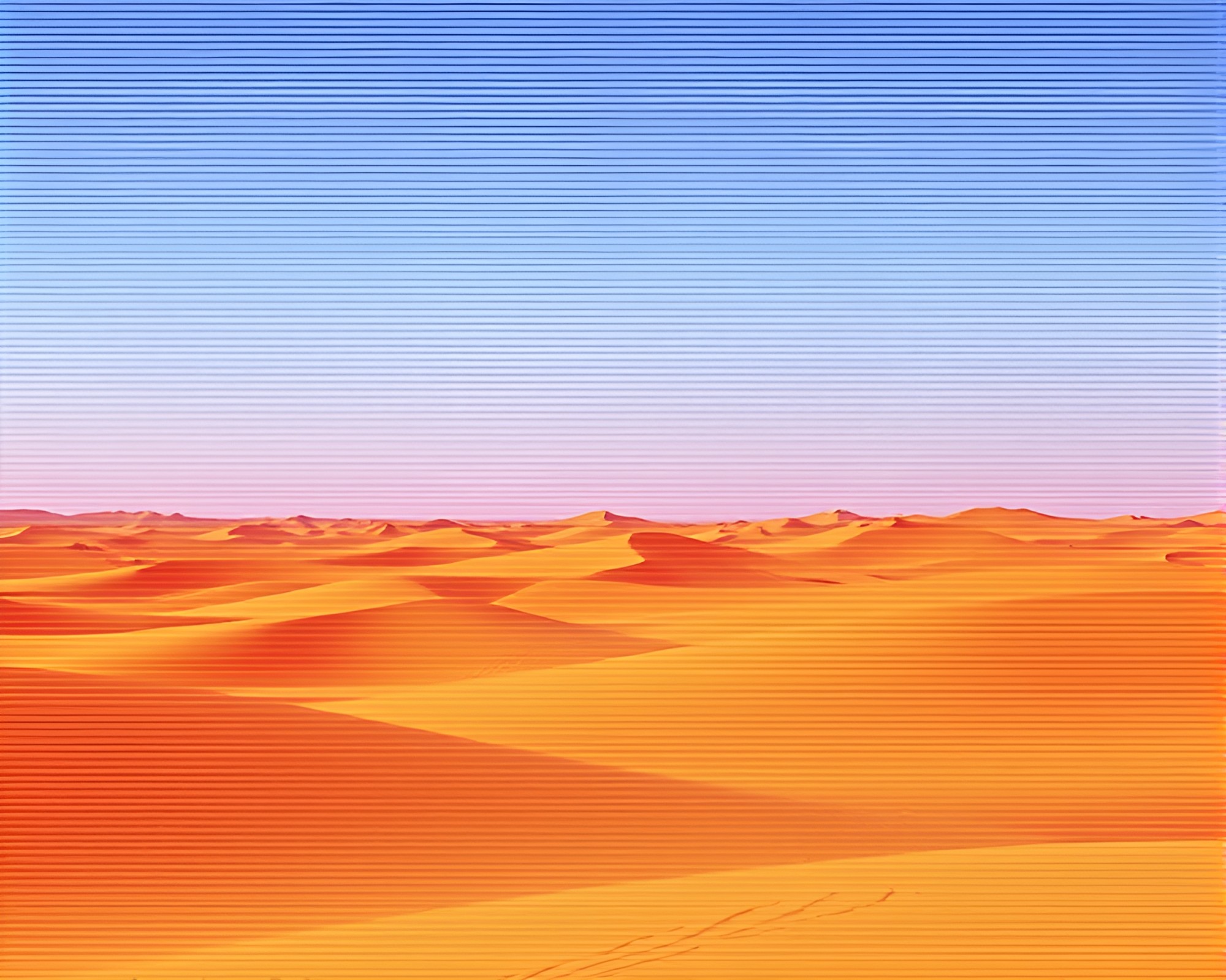 Futuristic Desert Mirage with Data-Striped Barcode – free AI stock image