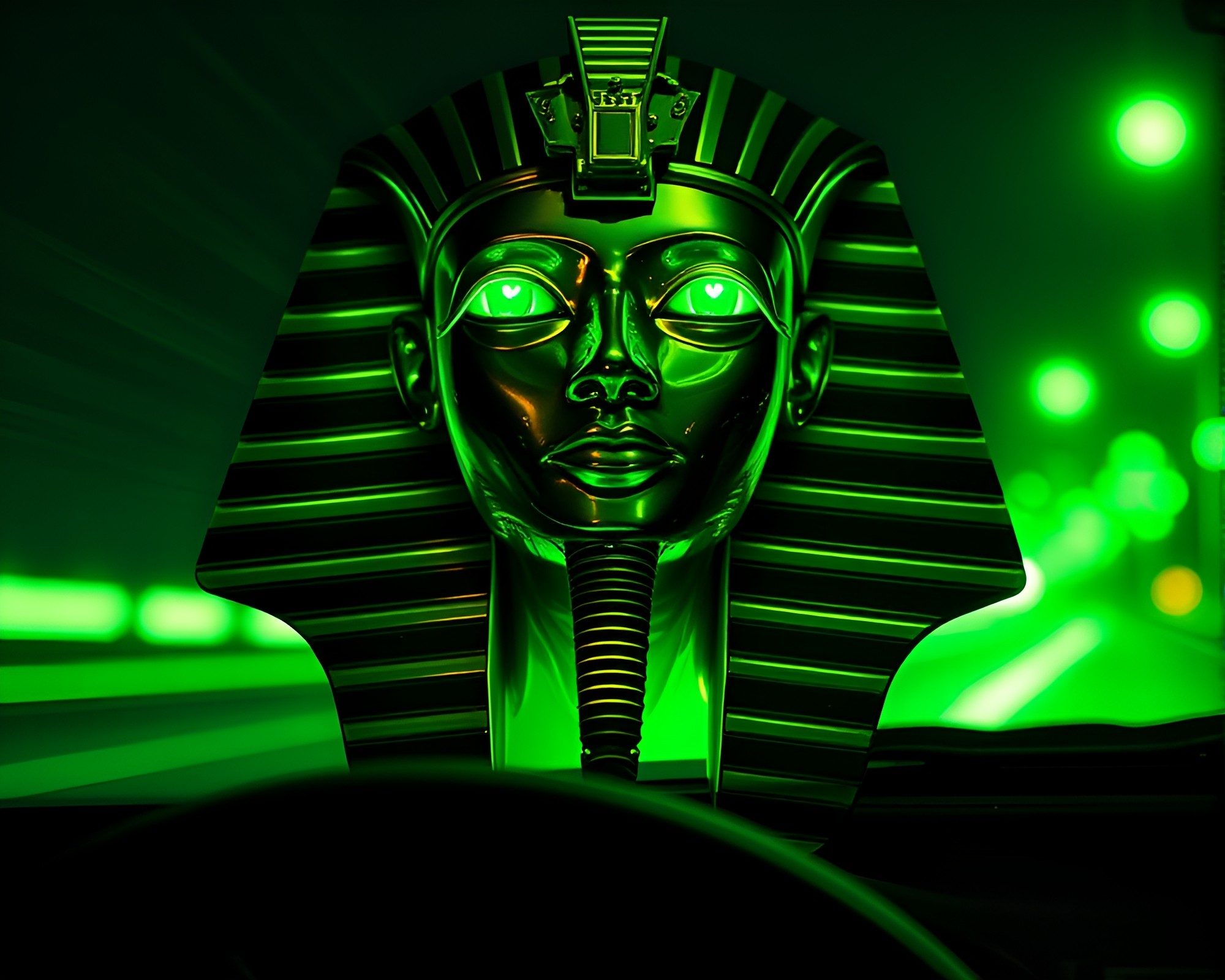 Pharaoh’s Mask Light Trail Pointillism Composition – free AI stock image