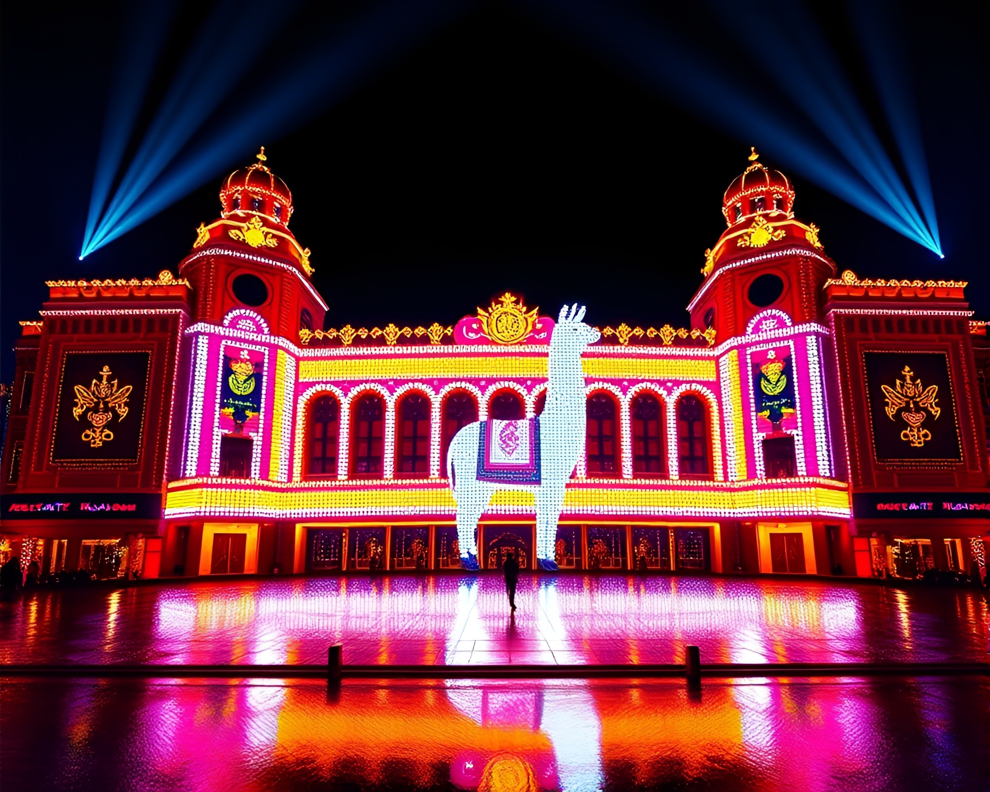 Llama Opera House Pixel Pointillism – free AI stock image