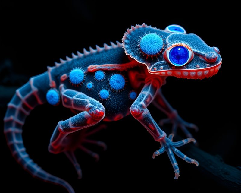 Chimera Lurking in Cobalt Blue X-Ray Forest – free AI stock image