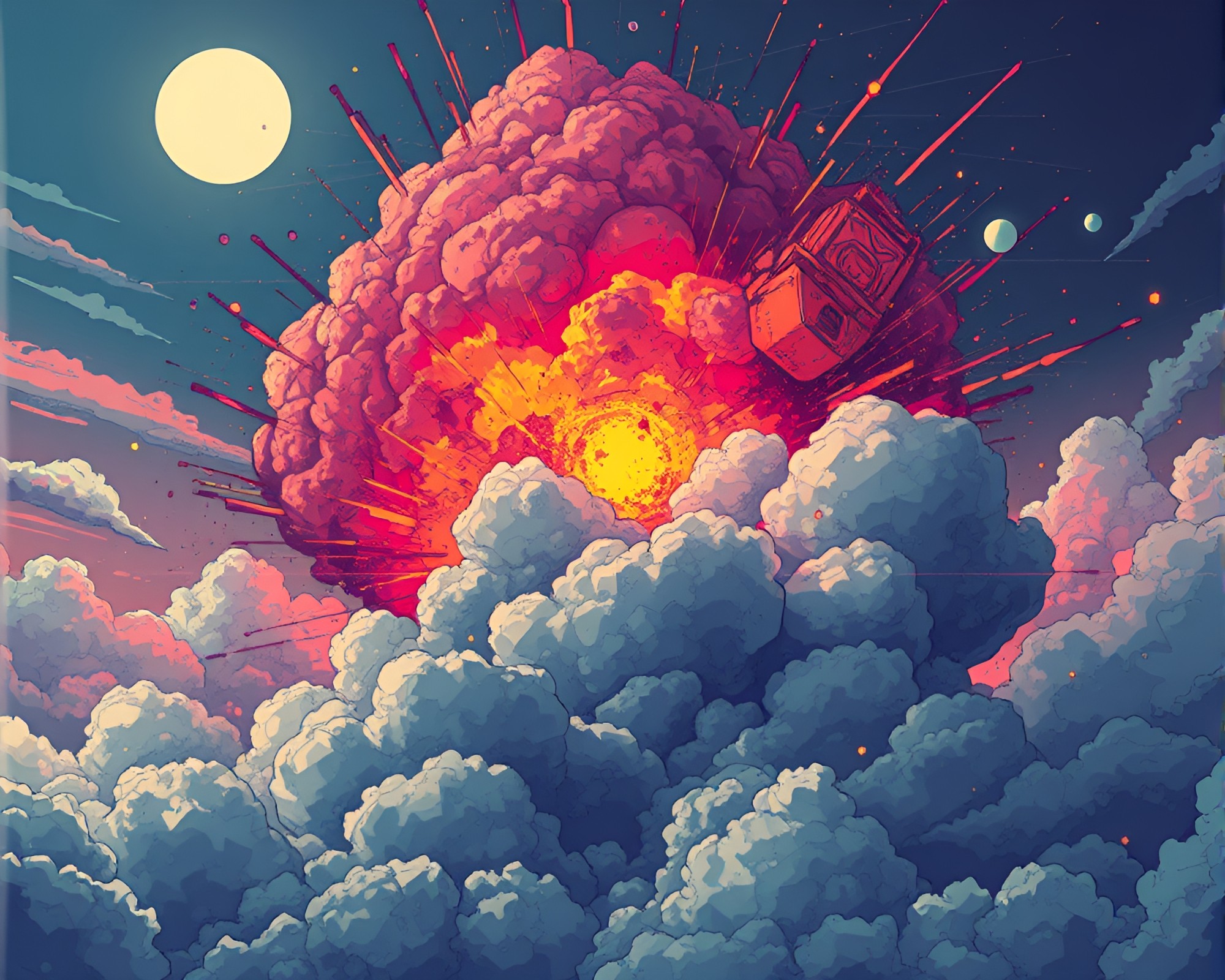 Leviathan Cyberpunk Explosion: Glitch Art – free AI stock image