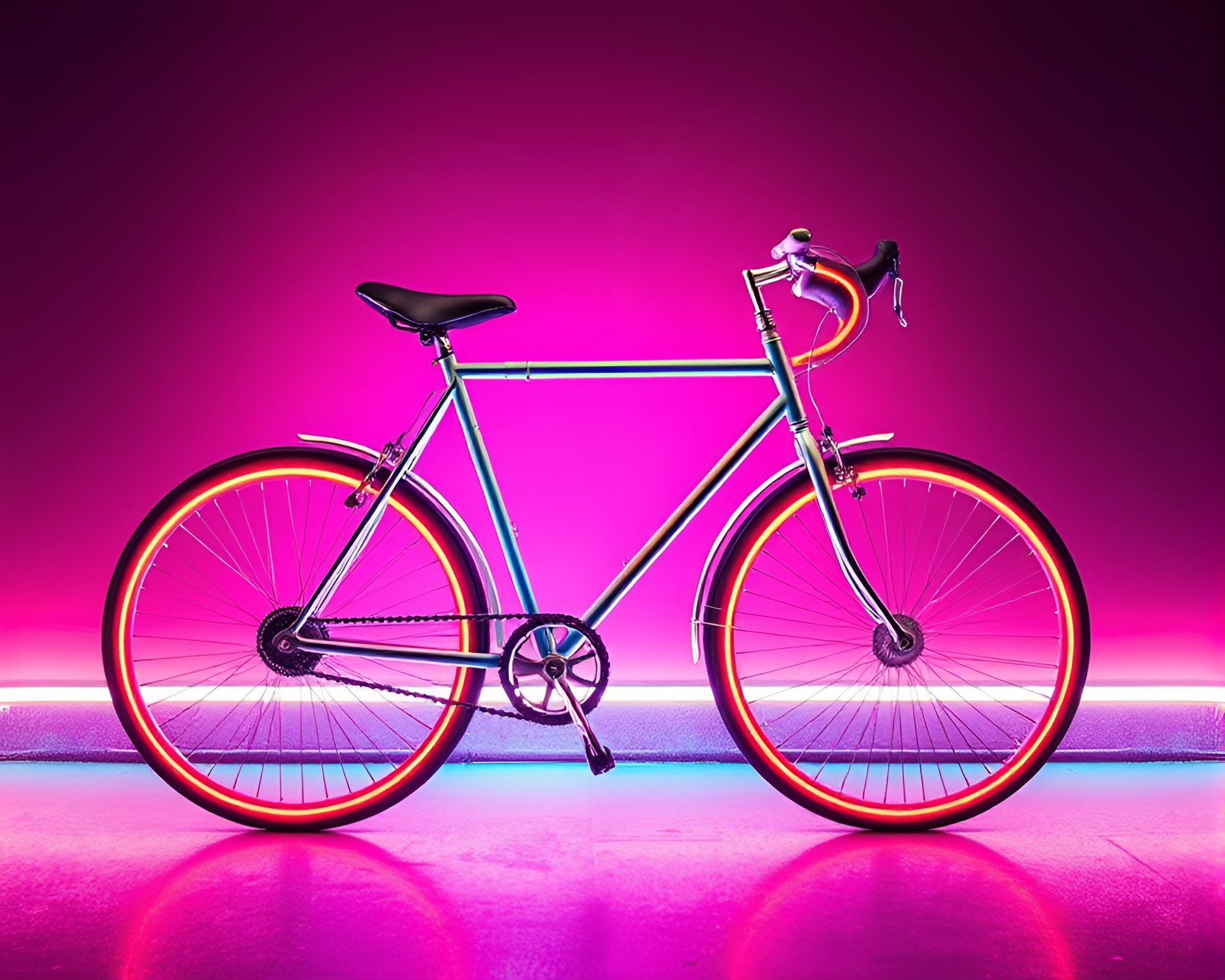 Neon Cycling: Geometric Abstraction in Low Saturation – free AI stock image