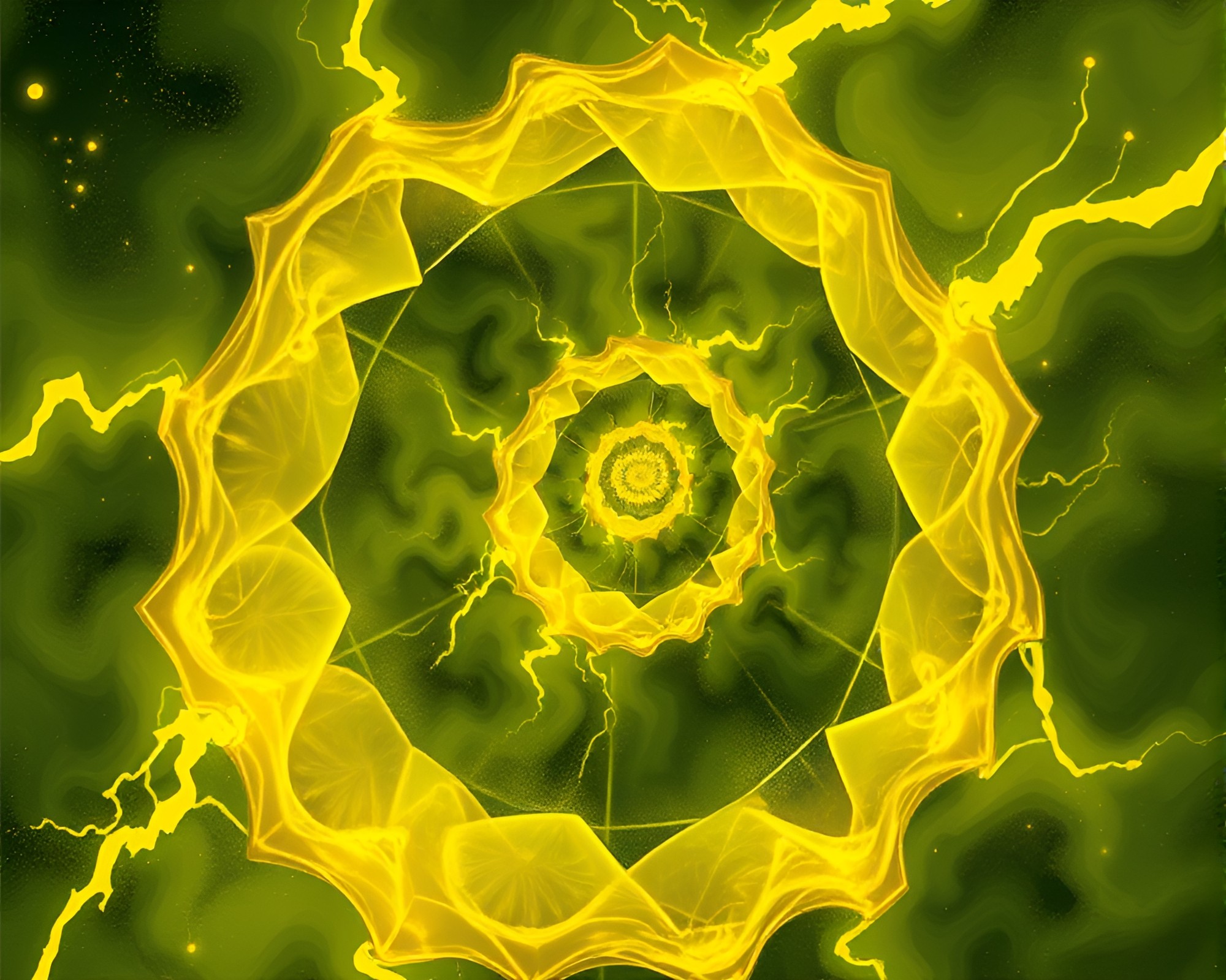 Lovecraftian Horror in Lemon Yellow Fibonacci Fantasy – free AI stock image