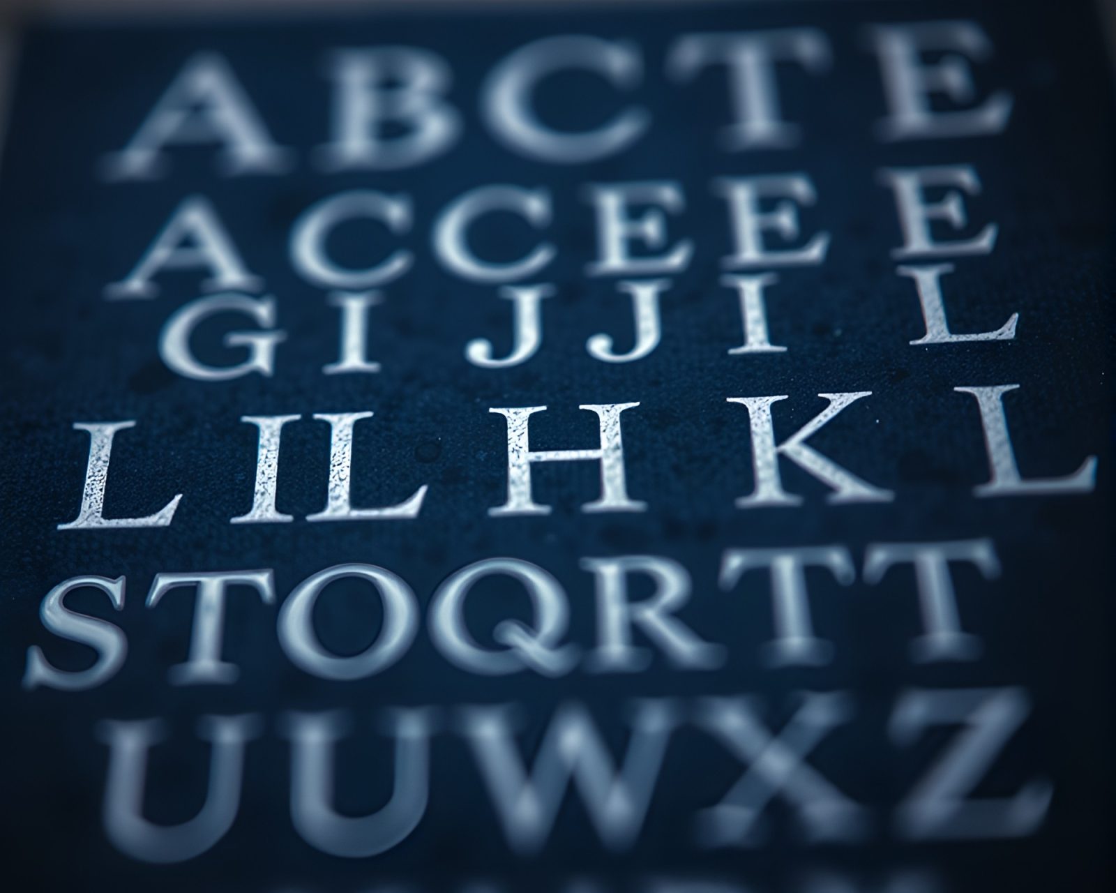 Mysterious runic symbols bathed in deep blue light