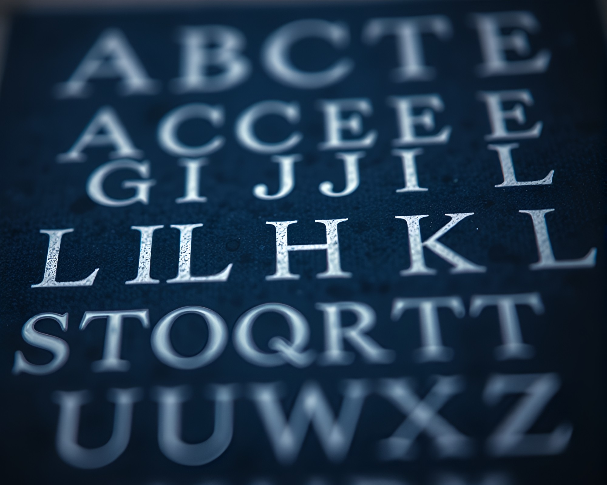 Enigmatic Runic Alphabet Engraved in Indigo Light – free AI stock image