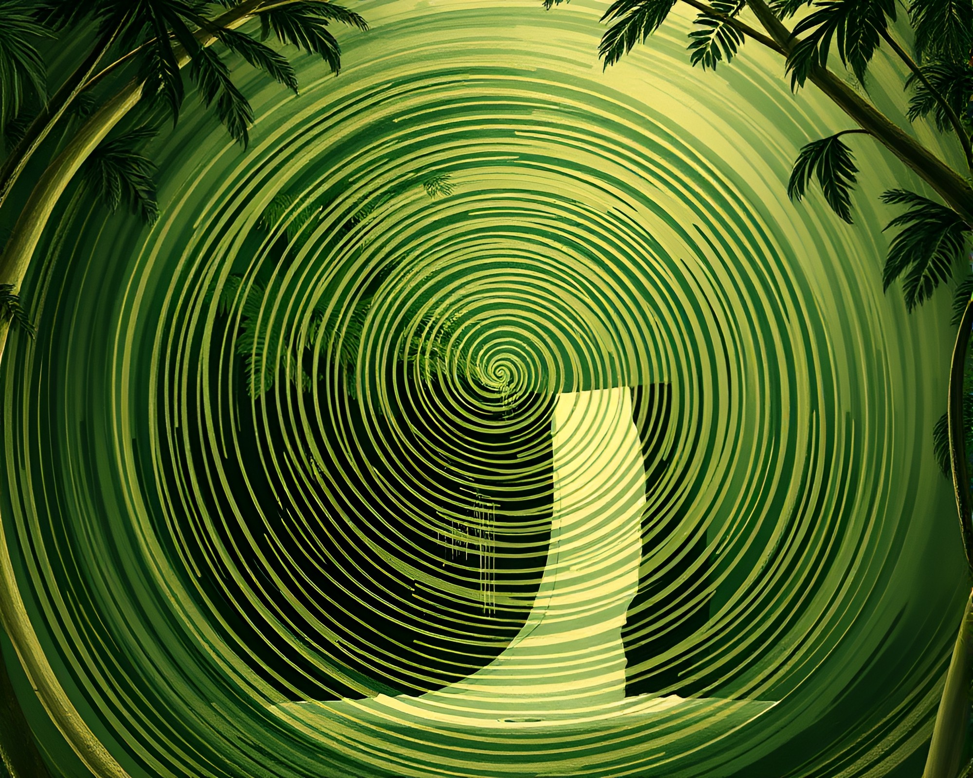 Tropical Waterfall in Sepia with Fingerprint Swirls – free AI stock image