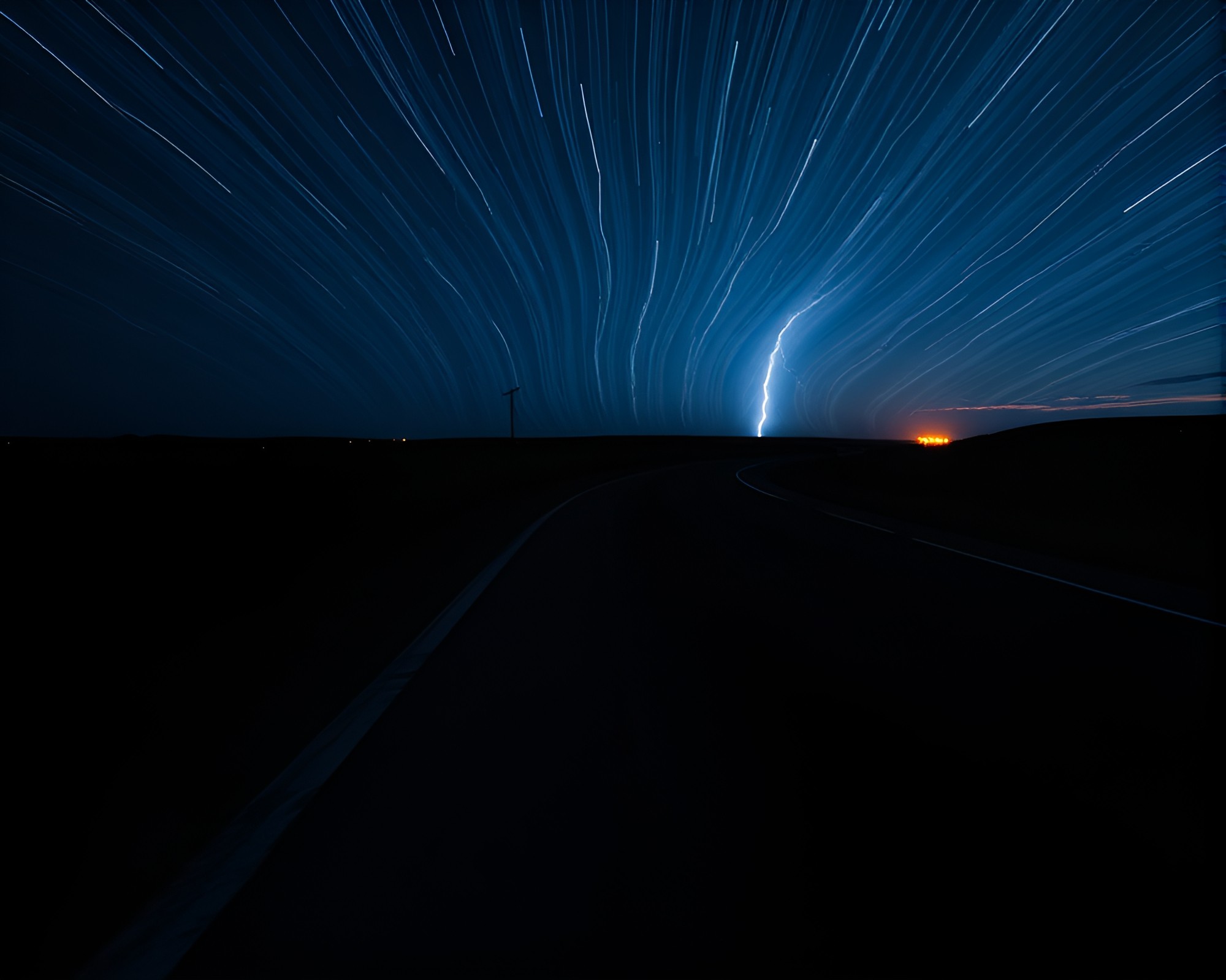 Time Vortex: Midnight Chase through Illuminated City – free AI stock image