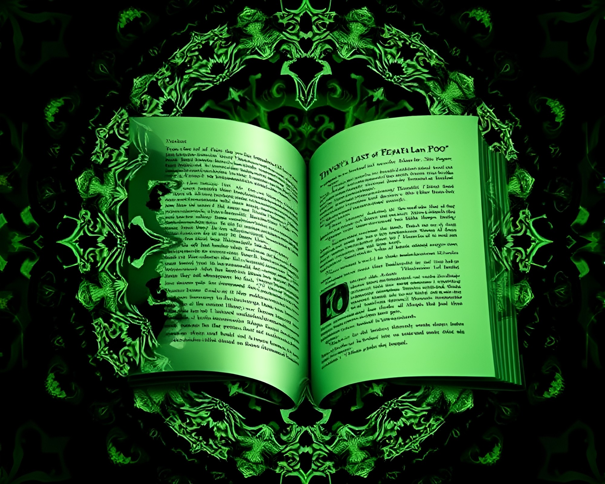 Fractal Poe: Green Monochrome Duotone Fantasy – free AI stock image