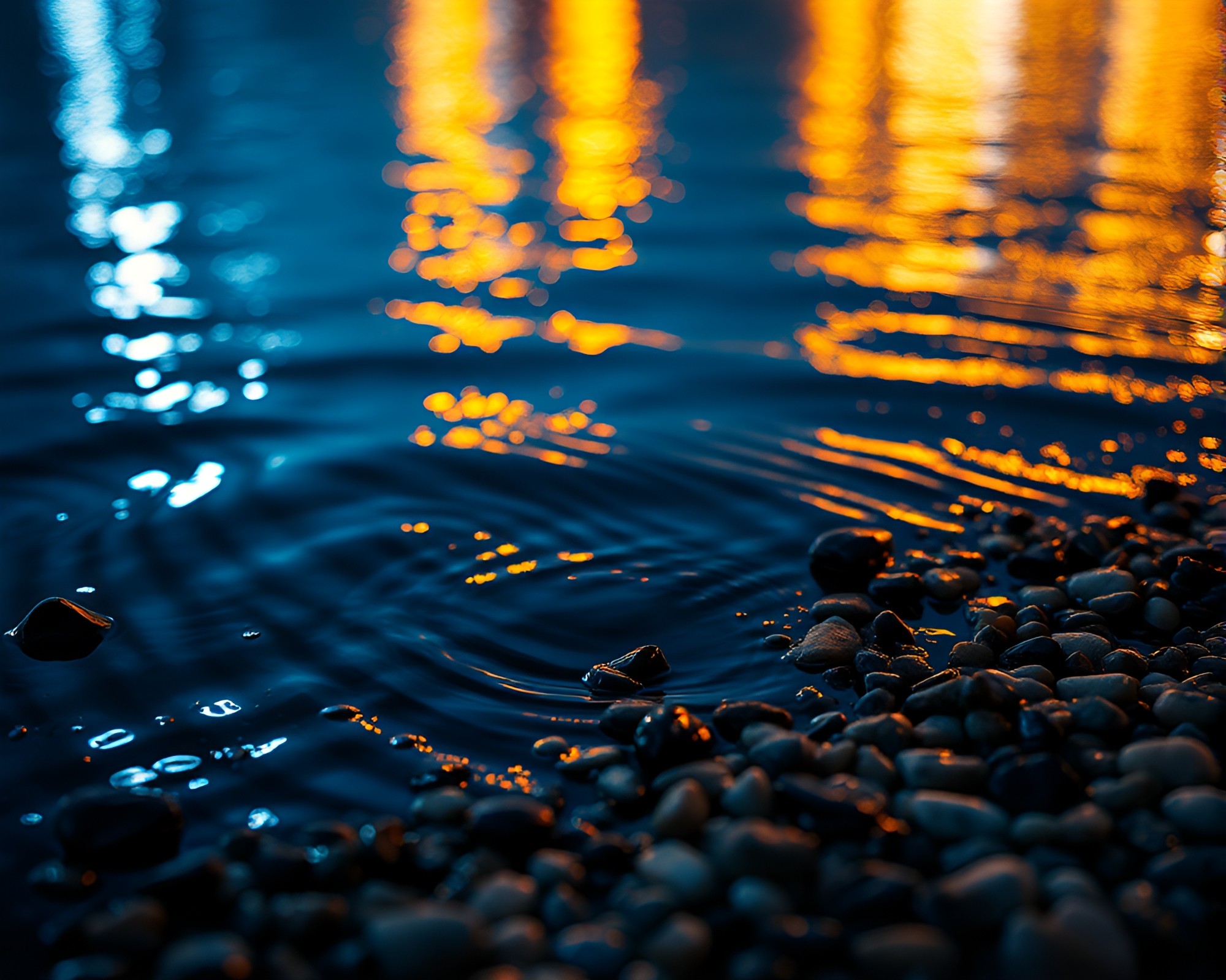 Carnival Lights Reflect in Procedurally Generated Water Ripples – free AI stock image