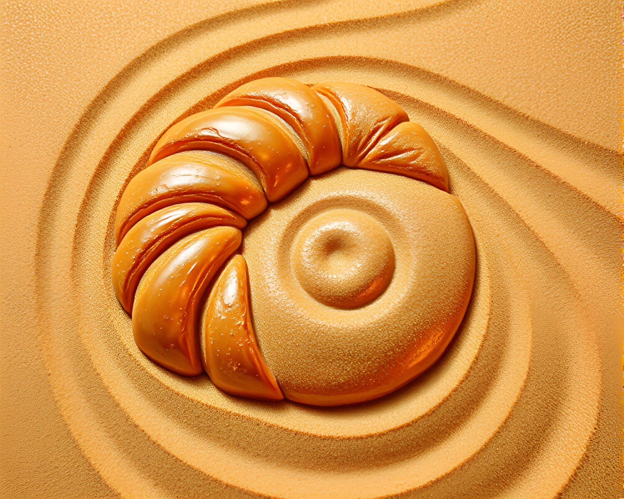 Op Art Croissant Sand Swirl Pattern with Iridescent Highlights – free AI stock image