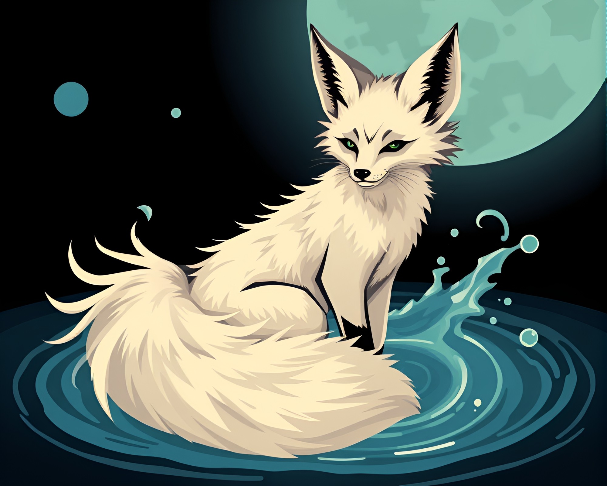 Enchanting Necromantic Water Whirlpool Featuring Fennec Fox – free AI stock image