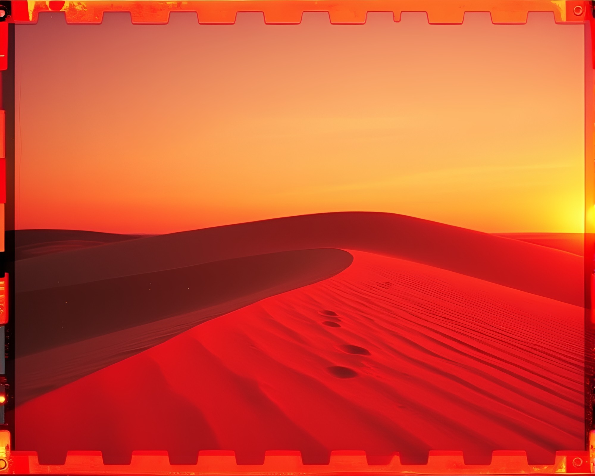 Film Sprocket Sunset on Sand Dune – free AI stock image