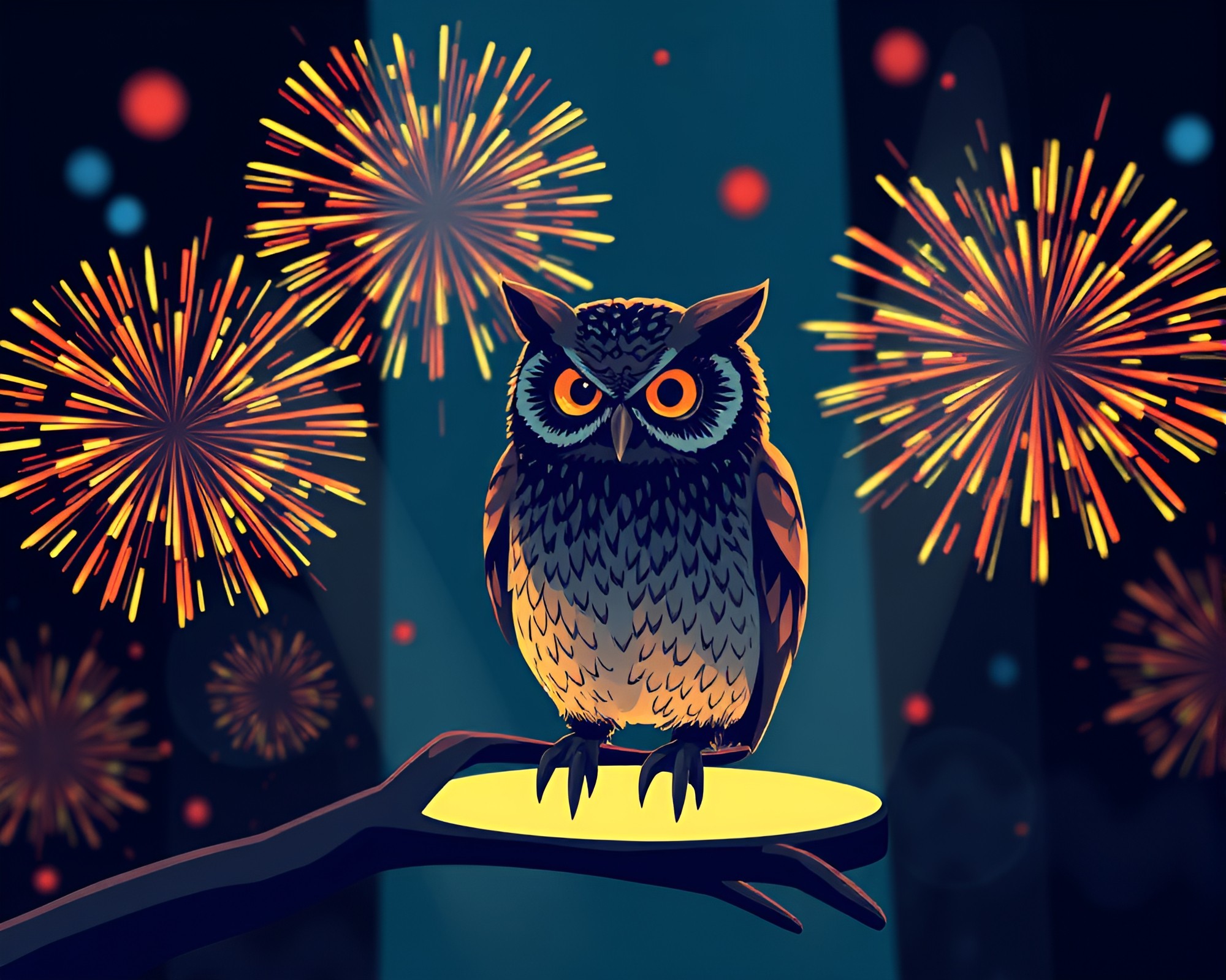Spectacular Owl Fireworks Display Isometric Illustration – free AI stock image