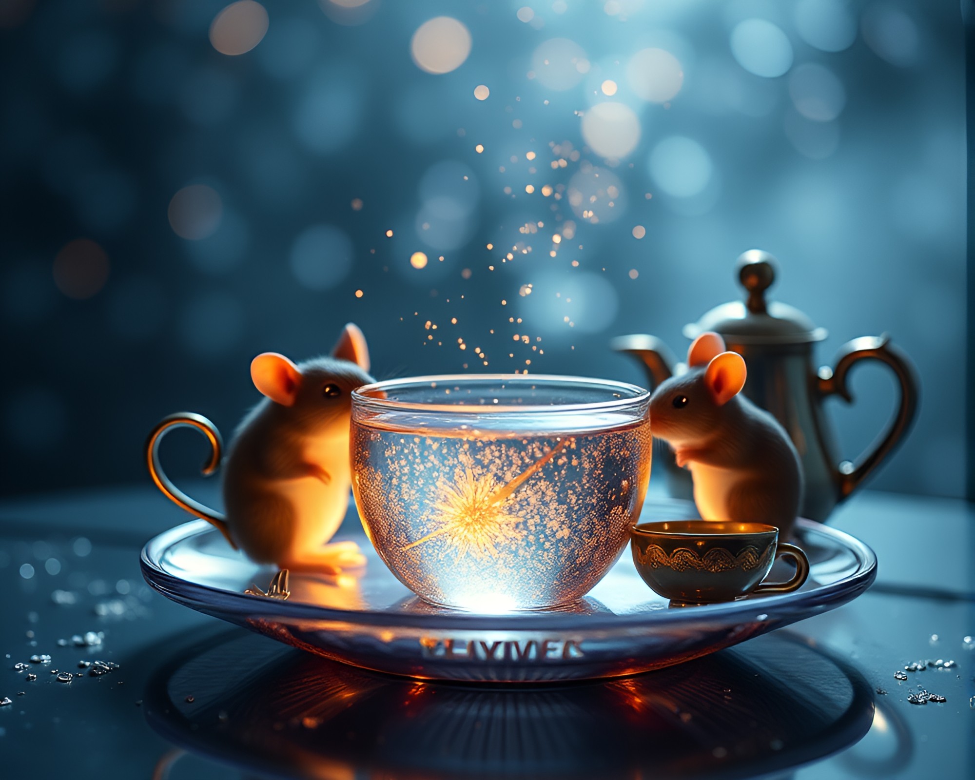 Enchanting Tea Party with Floating Particles – free AI stock image