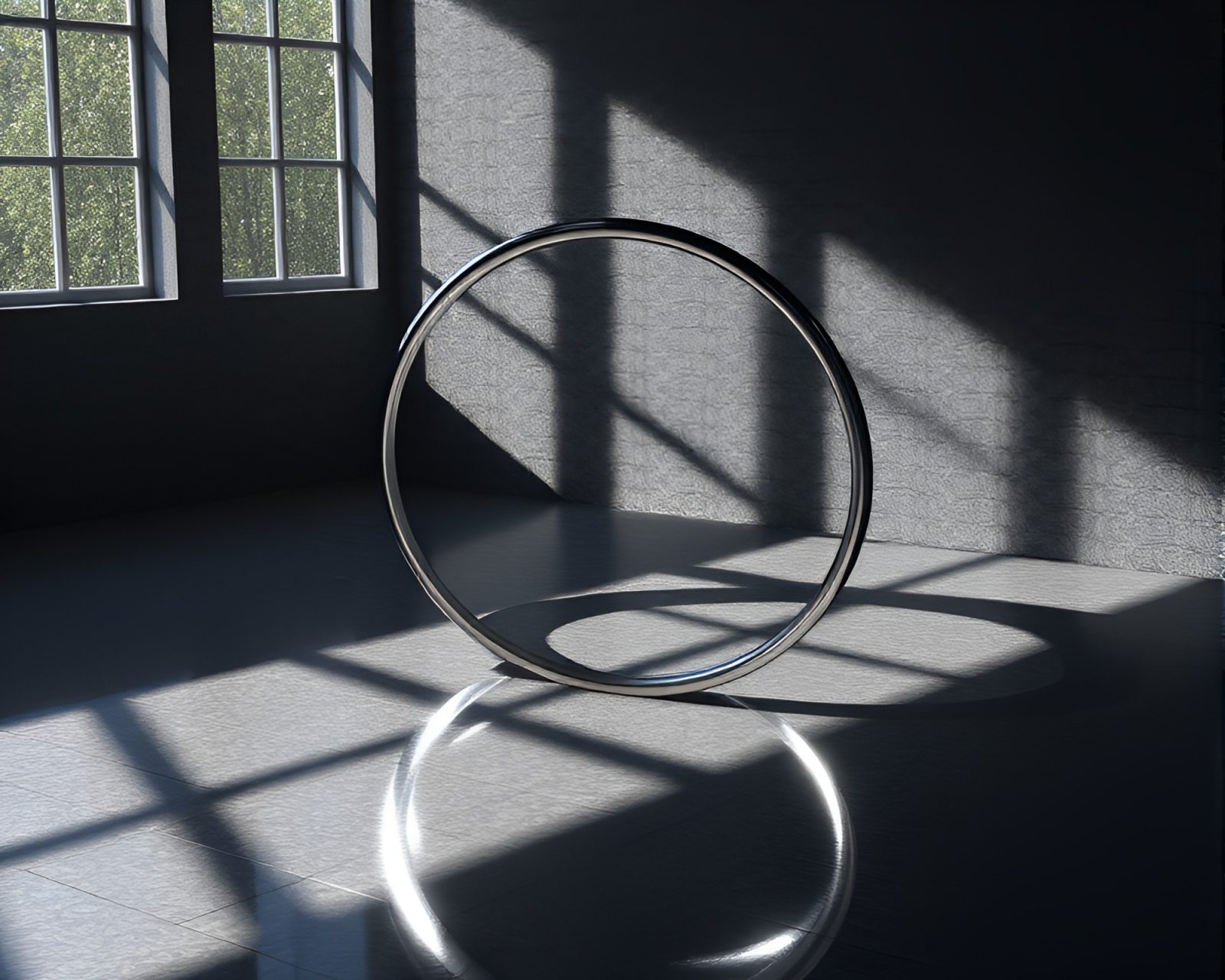 Ethereal magic circle with intense shadows in CGI art