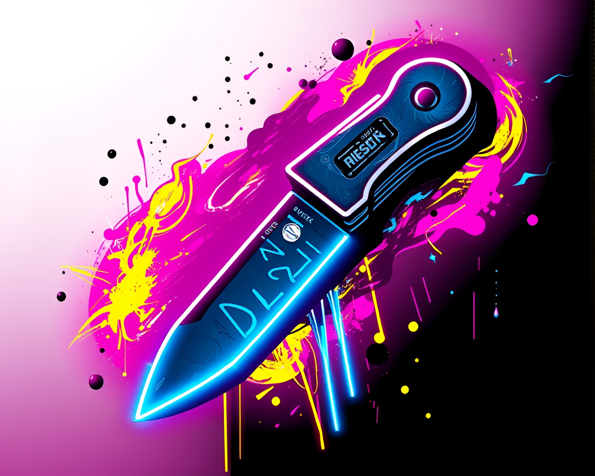 Neon Graffiti Rusty Pocketknife Vector Art Dynamic Composition – free AI stock image