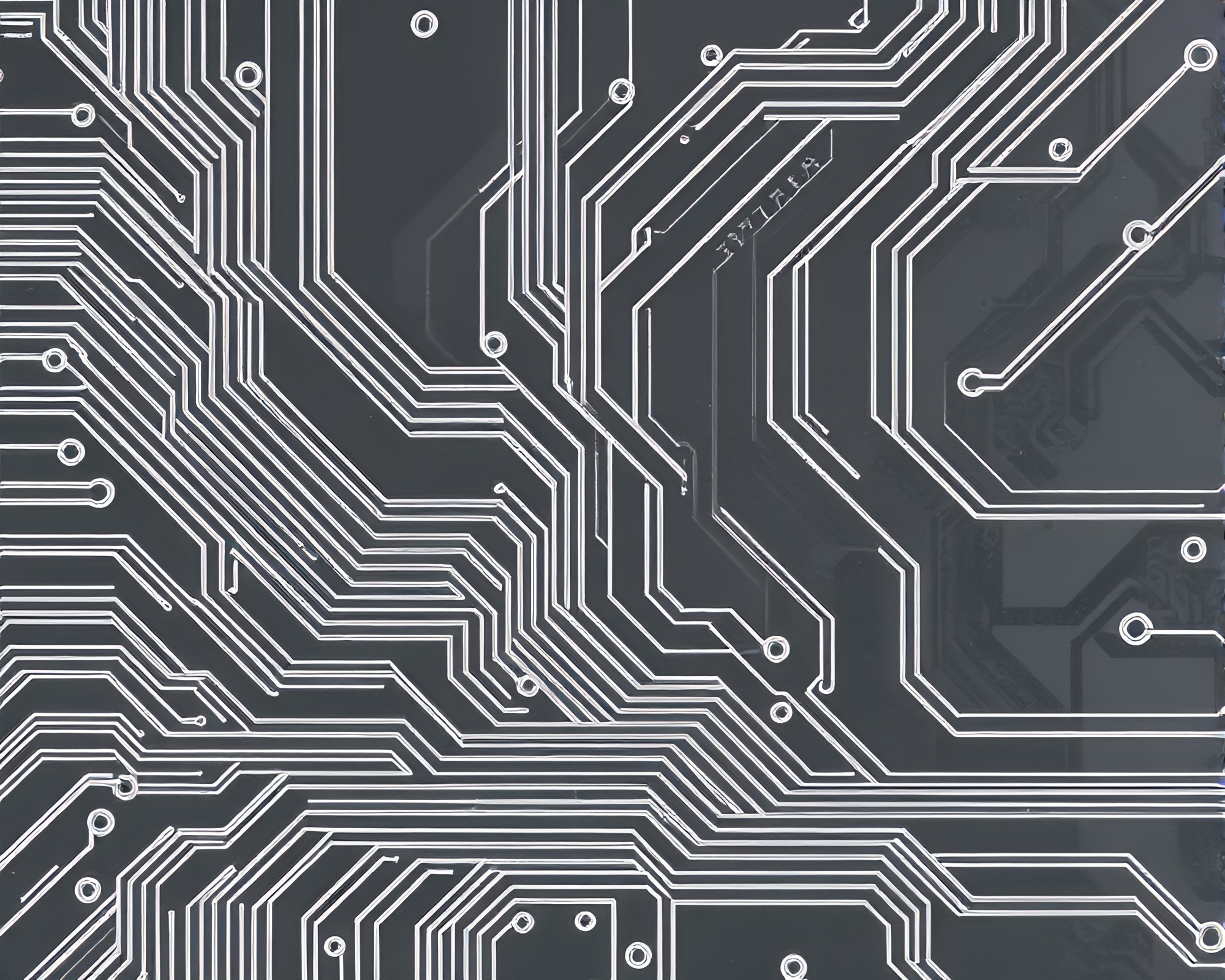 Desert Circuit Board Traces with Holographic Elements – free AI stock image