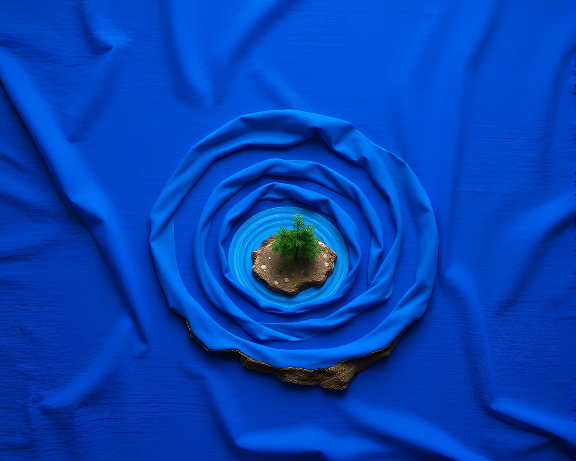 Fantastical Fibonacci Spiral Floating Island Cloth Simulation – free AI stock image