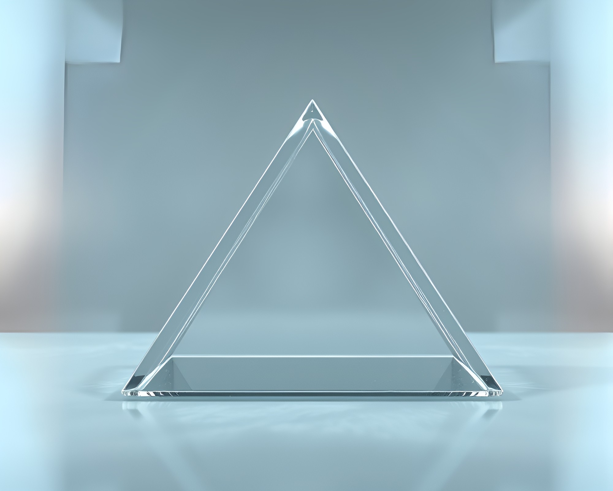 Glass Pyramid in Hazy 3D Rendered Scene – free AI stock image