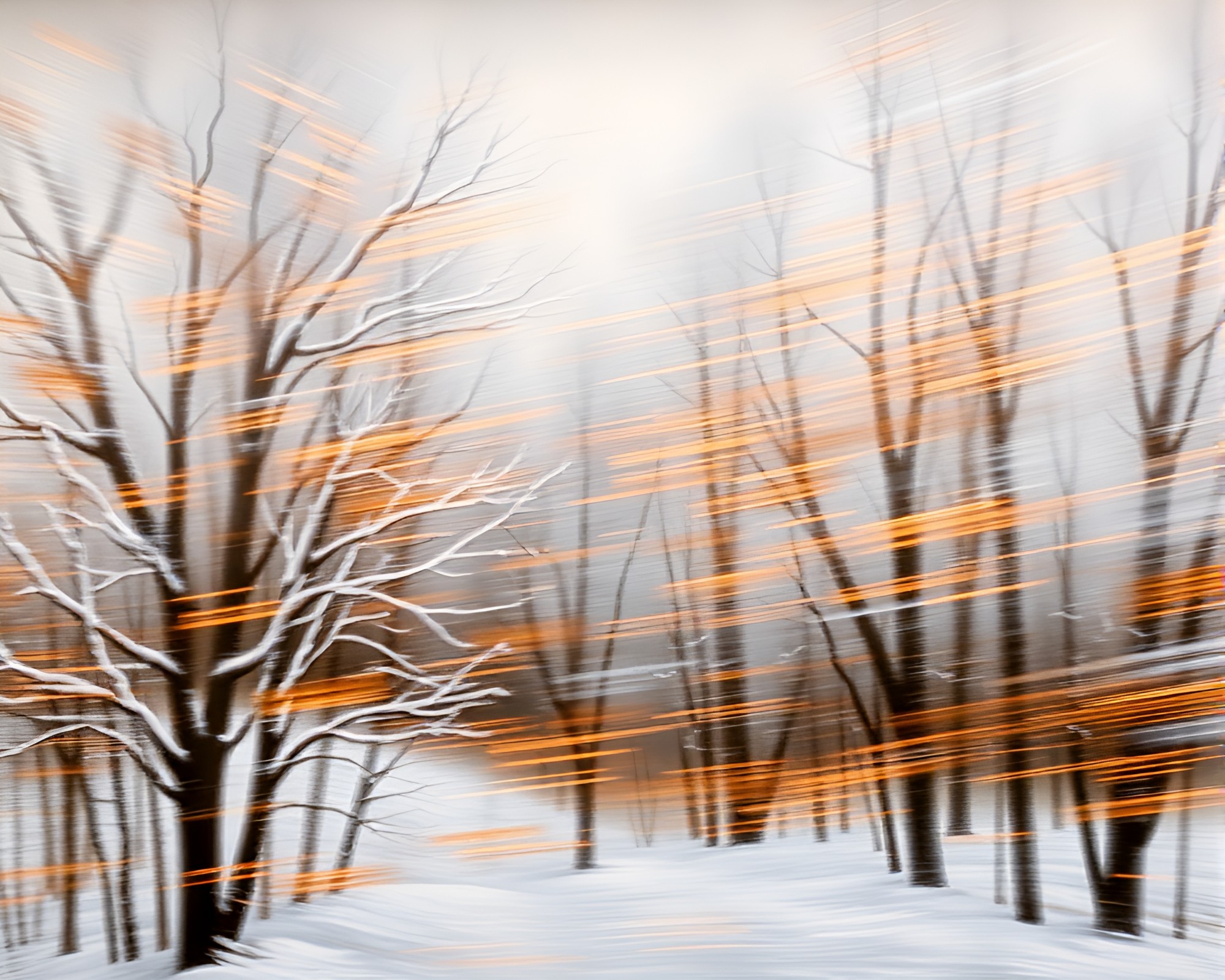 Winter Wonderland Mural with Motion Blur Streaks – free AI stock image