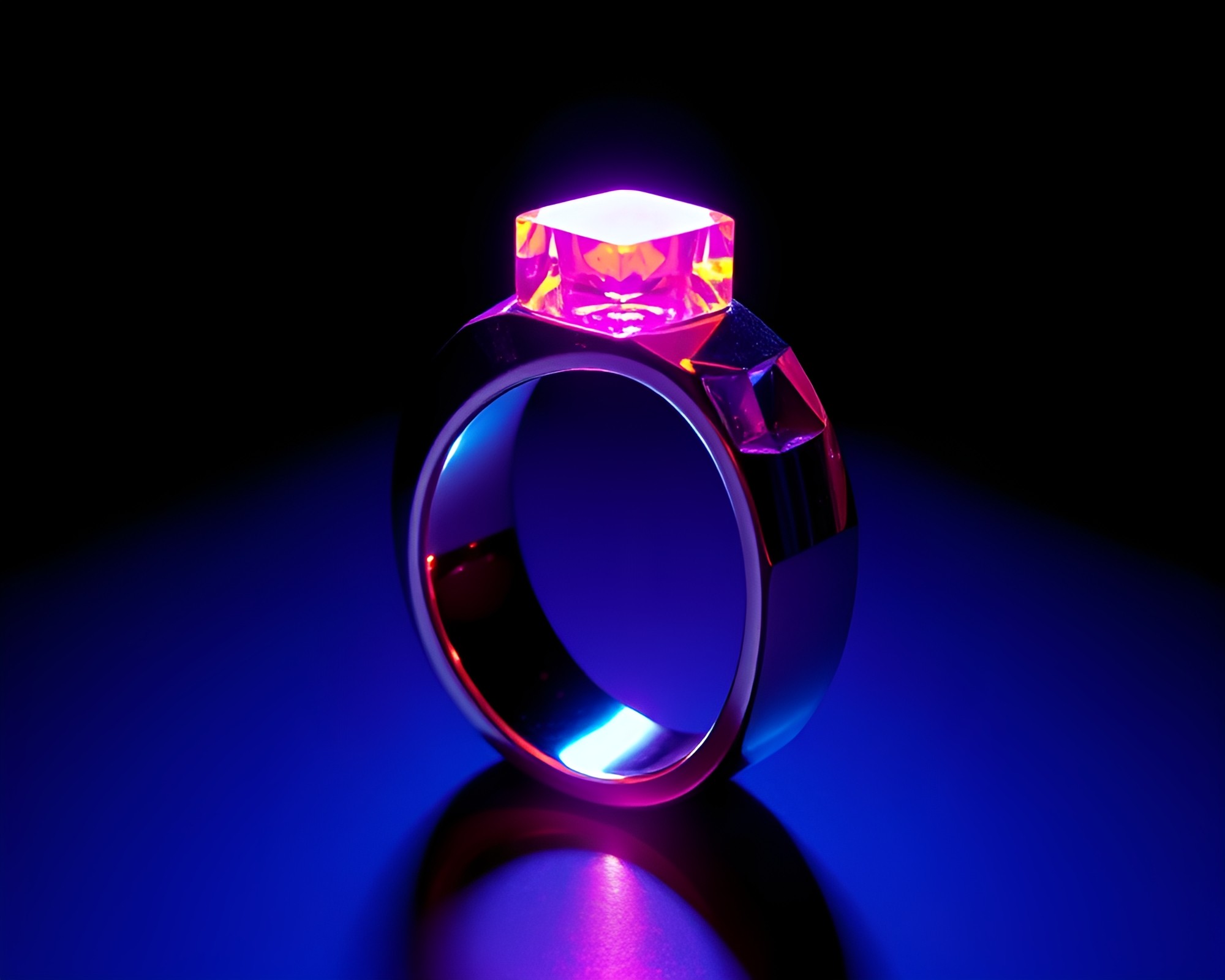 Neon Ring of Chaos: Ultraviolet Photocollage Composition – free AI stock image