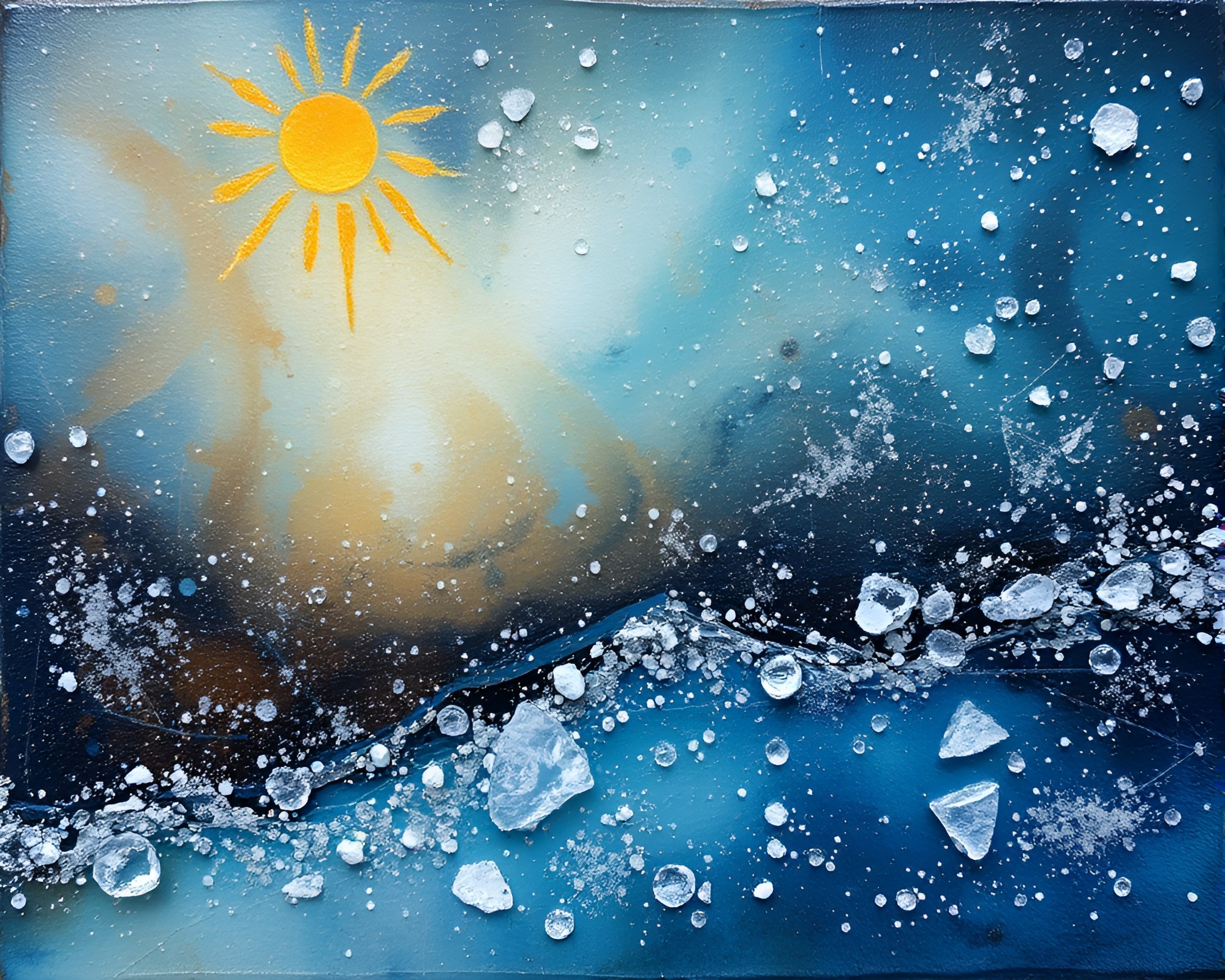 Frozen Cosmic Dust: Encaustic Tundra Landscape – free AI stock image