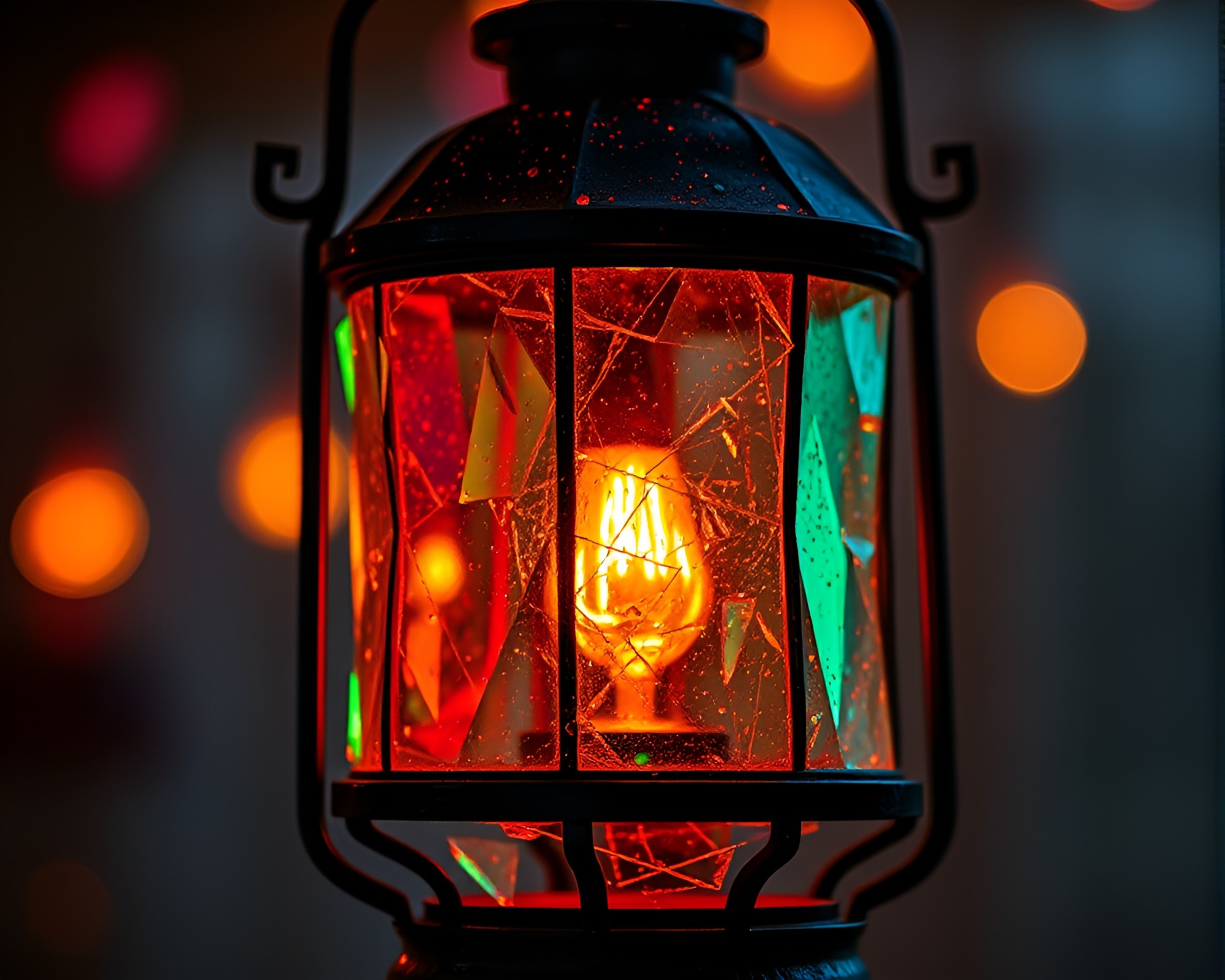 Lantern shards in glitchy dream – free AI stock image