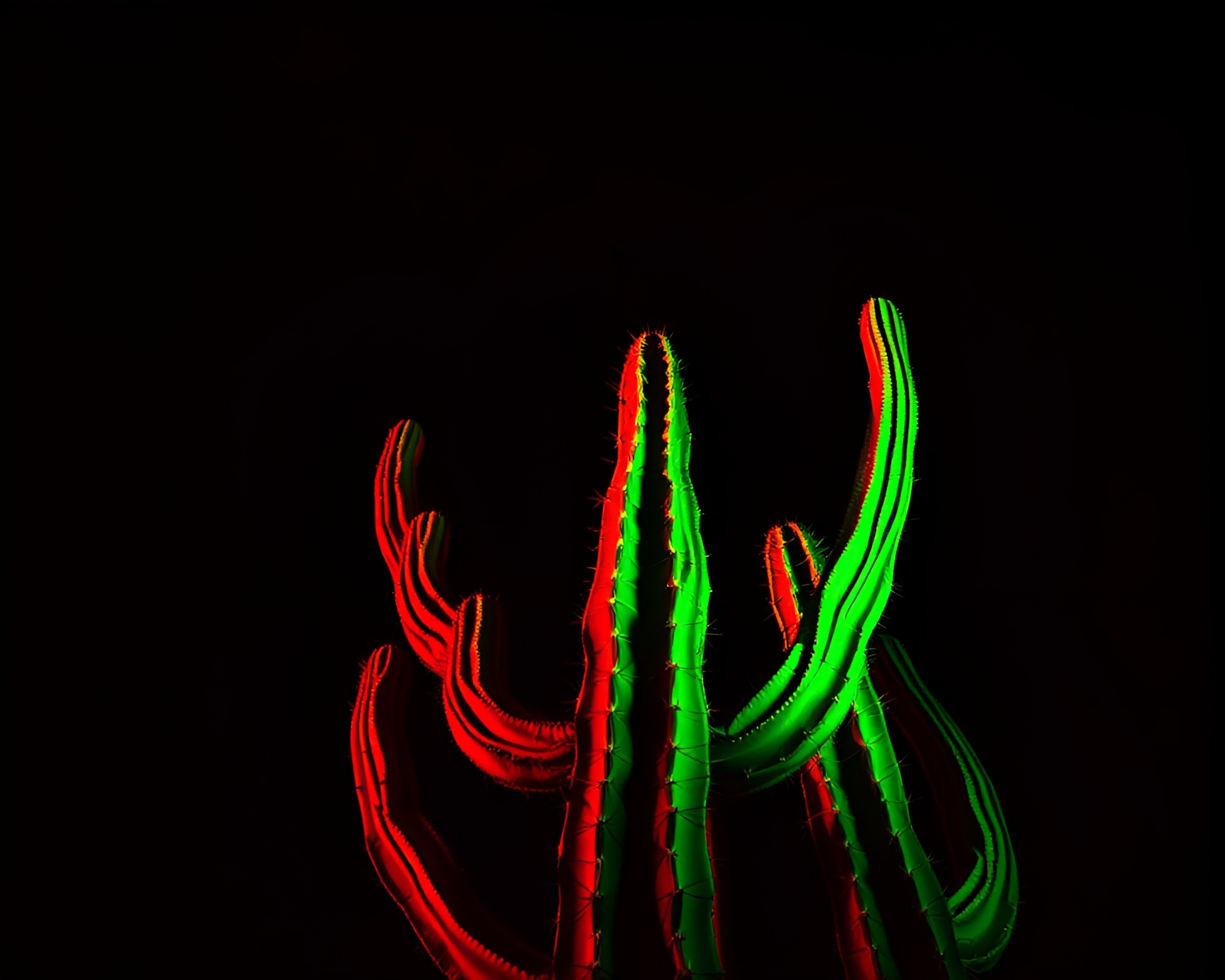 Synthwave Cactus Glow in Desert Oasis Sunset – free AI stock image
