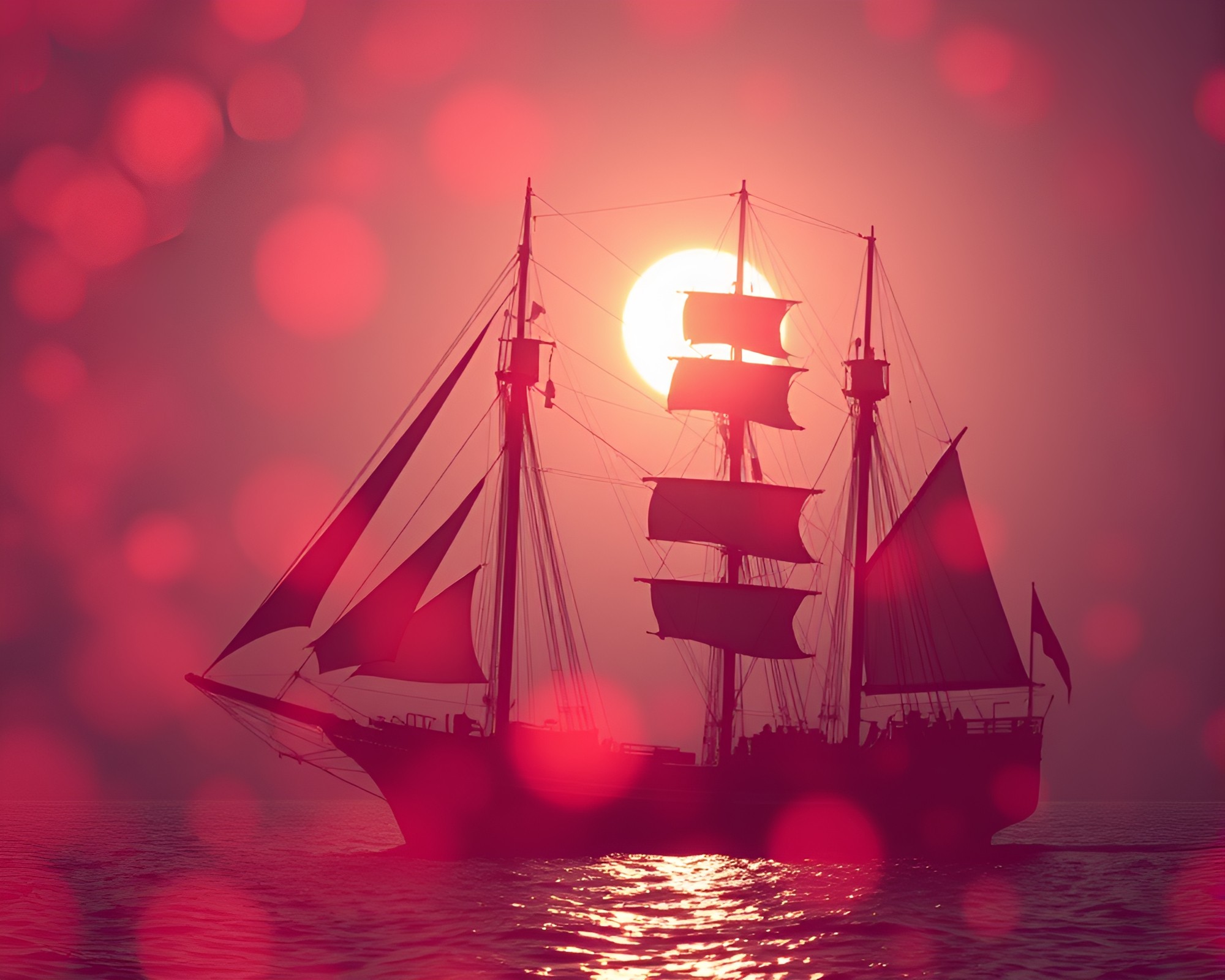 Enchanting Silhouette of a Classic Sailing Ship – free AI stock image
