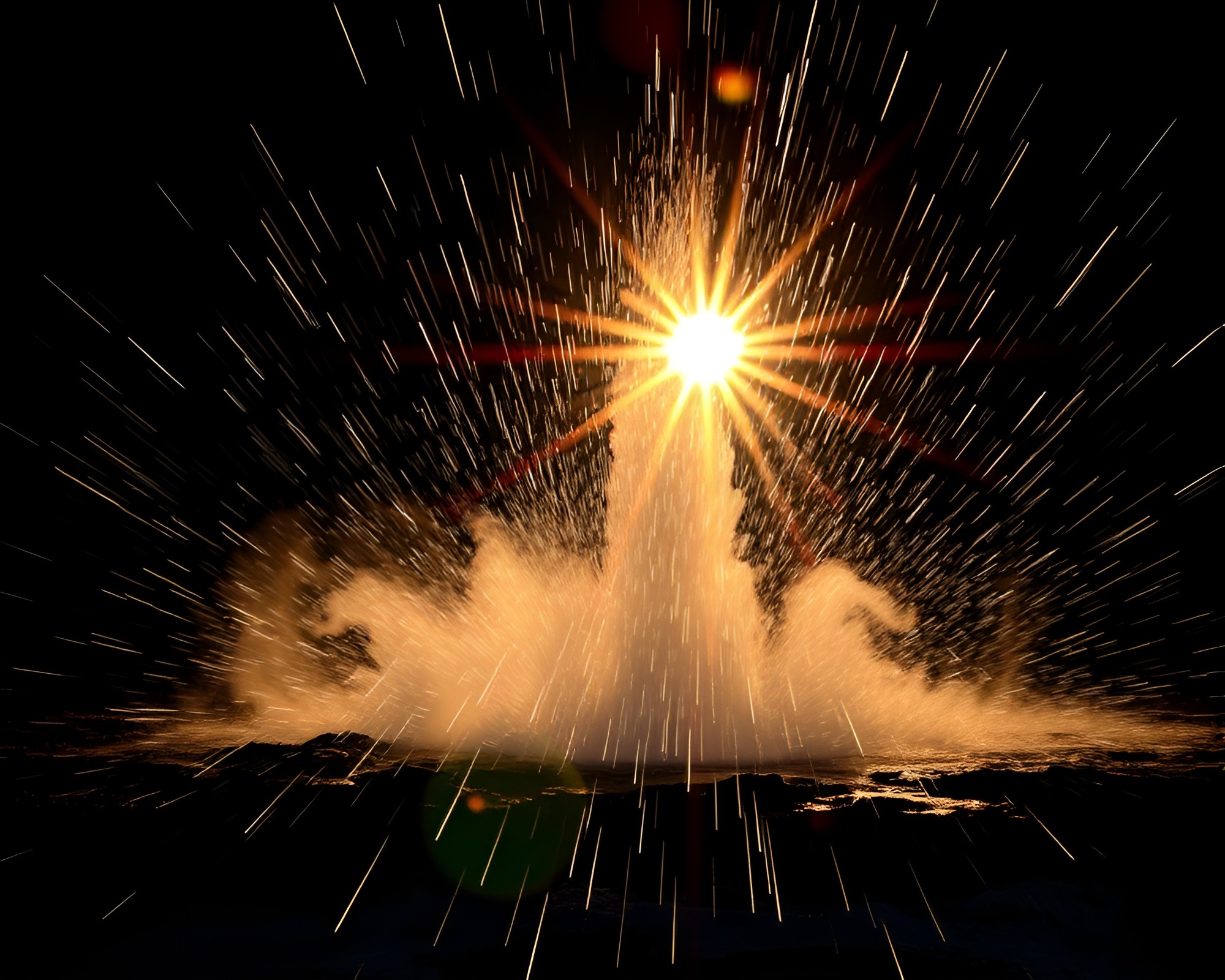 Geyser Field Calligraphy: Lens Flare Strokes – free AI stock image