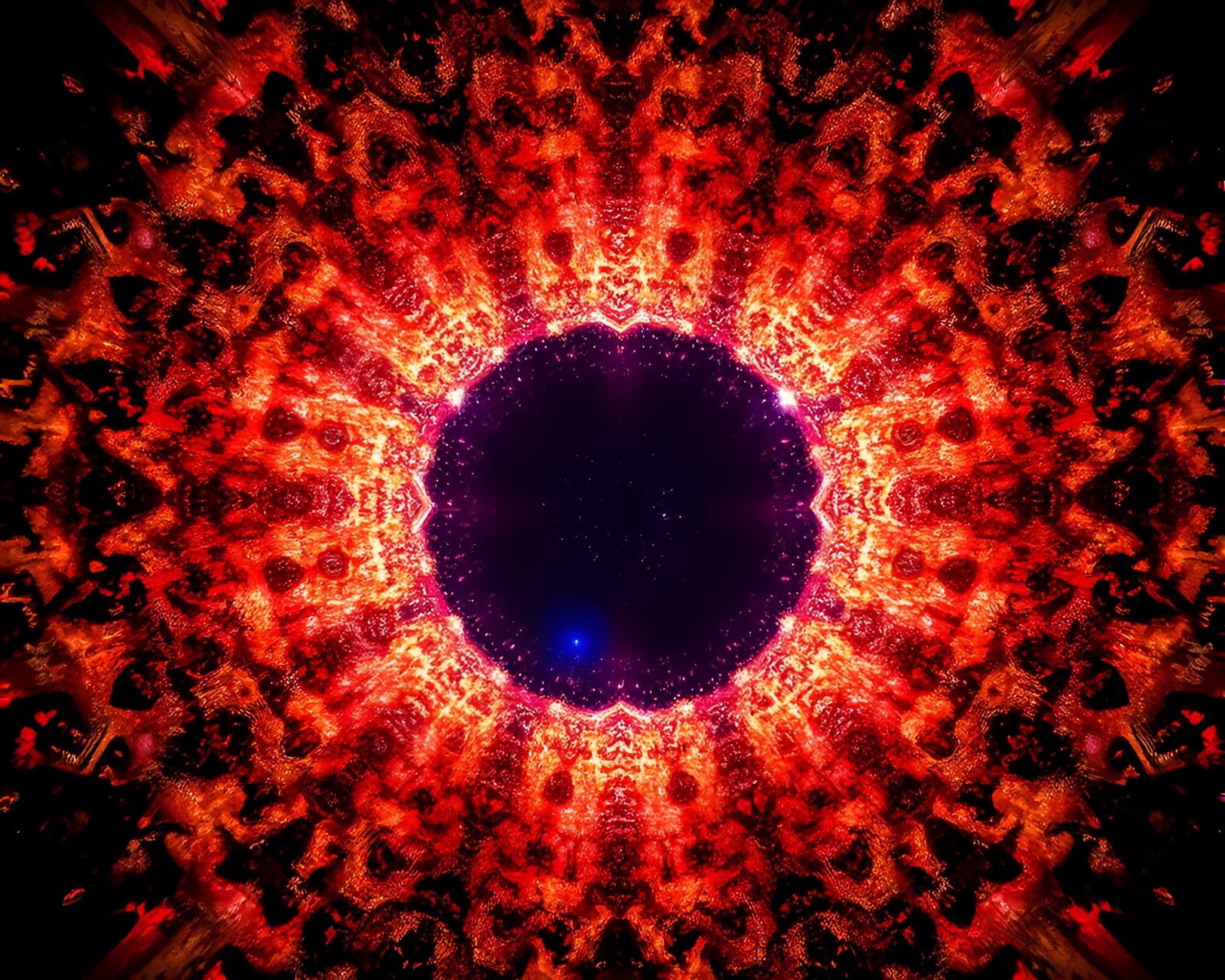 Backlit silhouette of a multiverse portal with rust flake texture