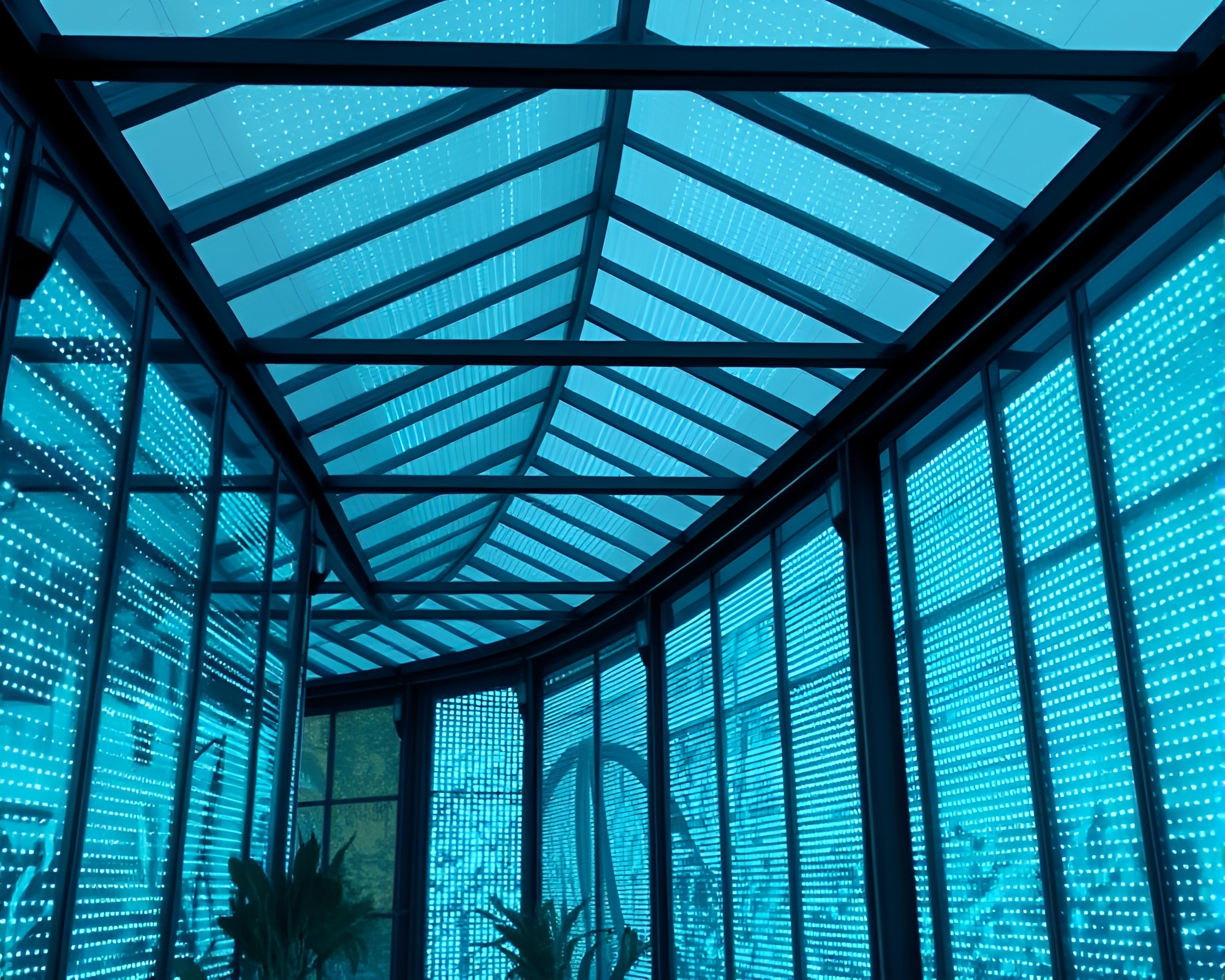 Utopian Glasshouse LED Pixel Grid in Charcoal Black – free AI stock image