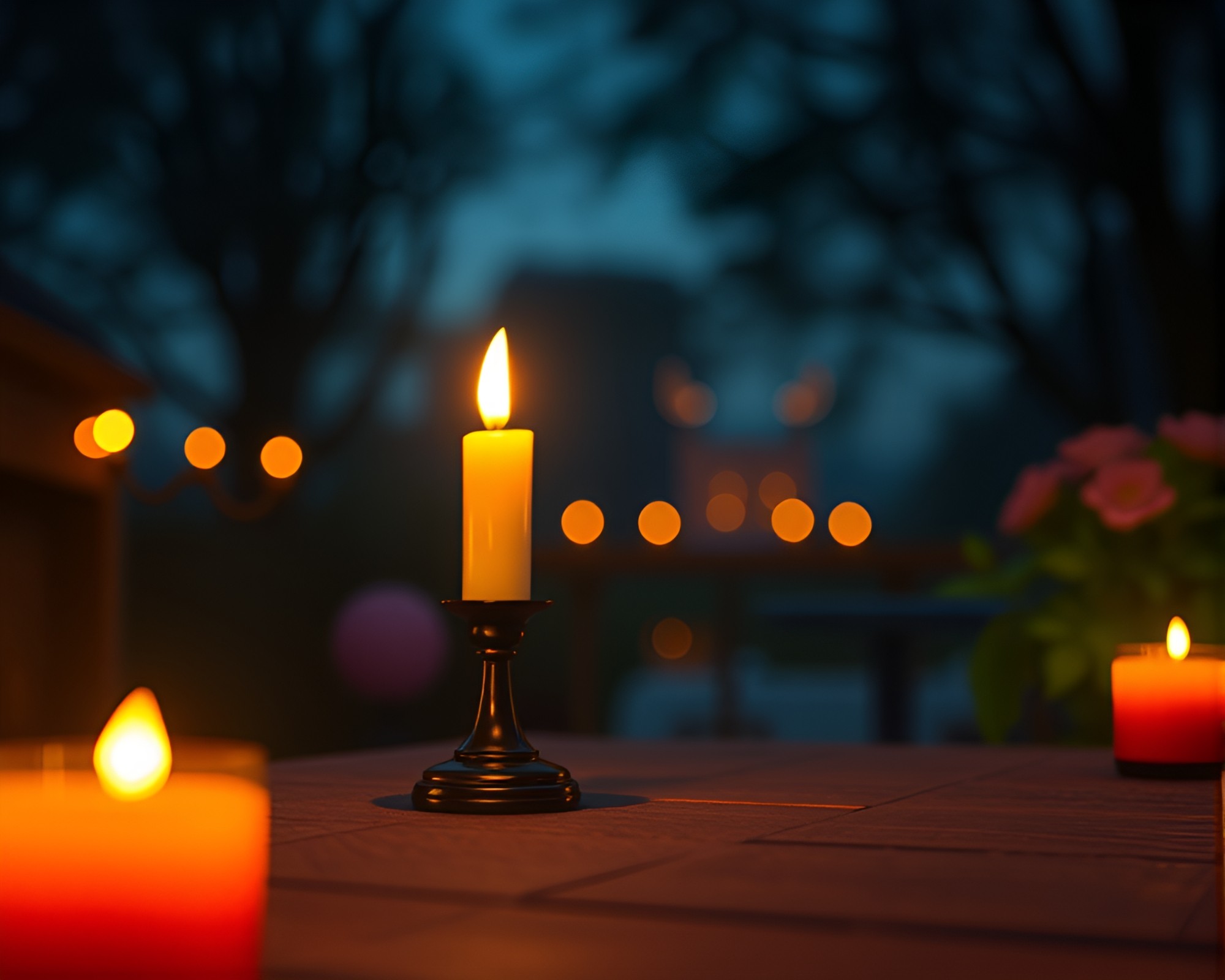 Voxel Art Oil Painting: candlelit scene with shallow depth – free AI stock image