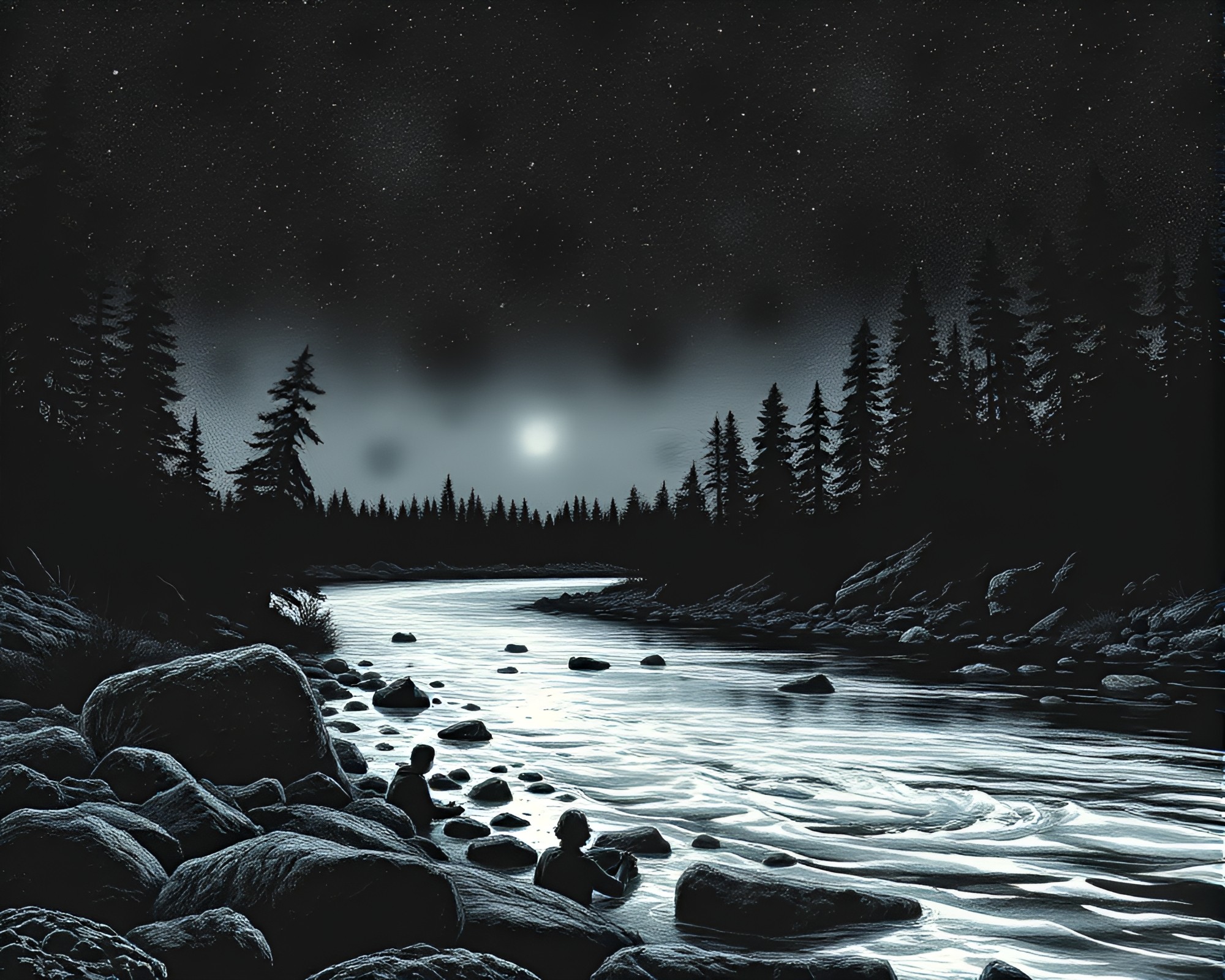 Savage River Phosphorescent Illustration – free AI stock image